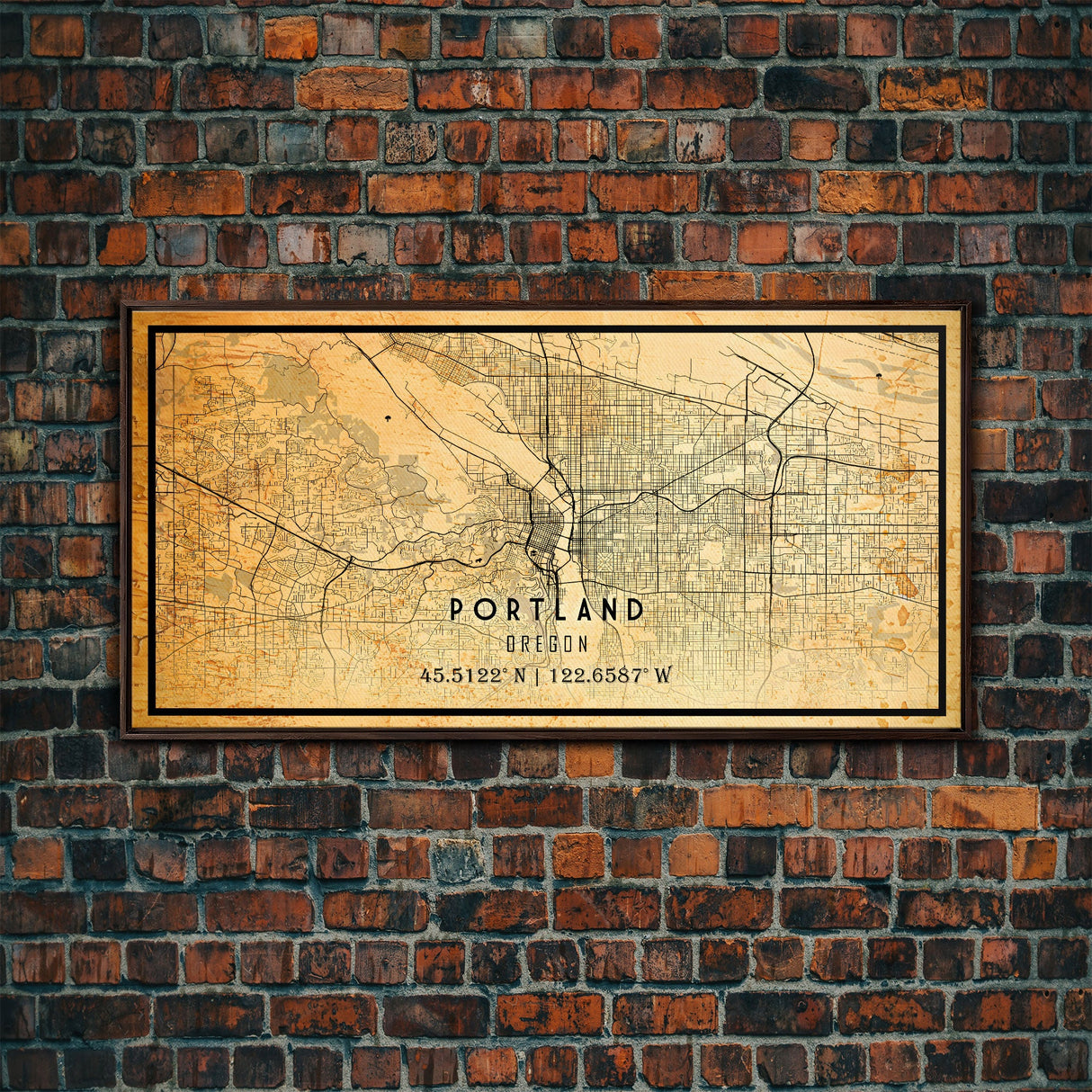 Portland Oregon Street Map, Framed Canvas Art, Oregon United States Road Map Wall Art, Office Wall Art, Portland Wall Decor for Office