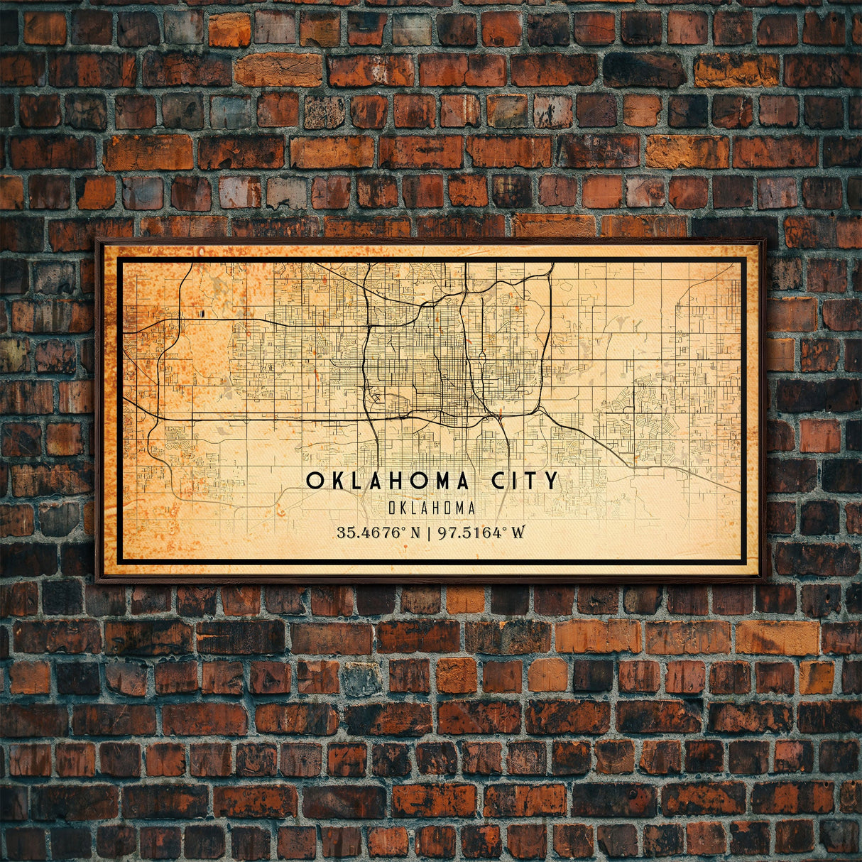 Oklahoma City Vintage Map Print, Oklahoma Map, Oklahoma State Map Art, Oklahoma City Road Map Poster, Vintage Map Gift, Road Trip Art