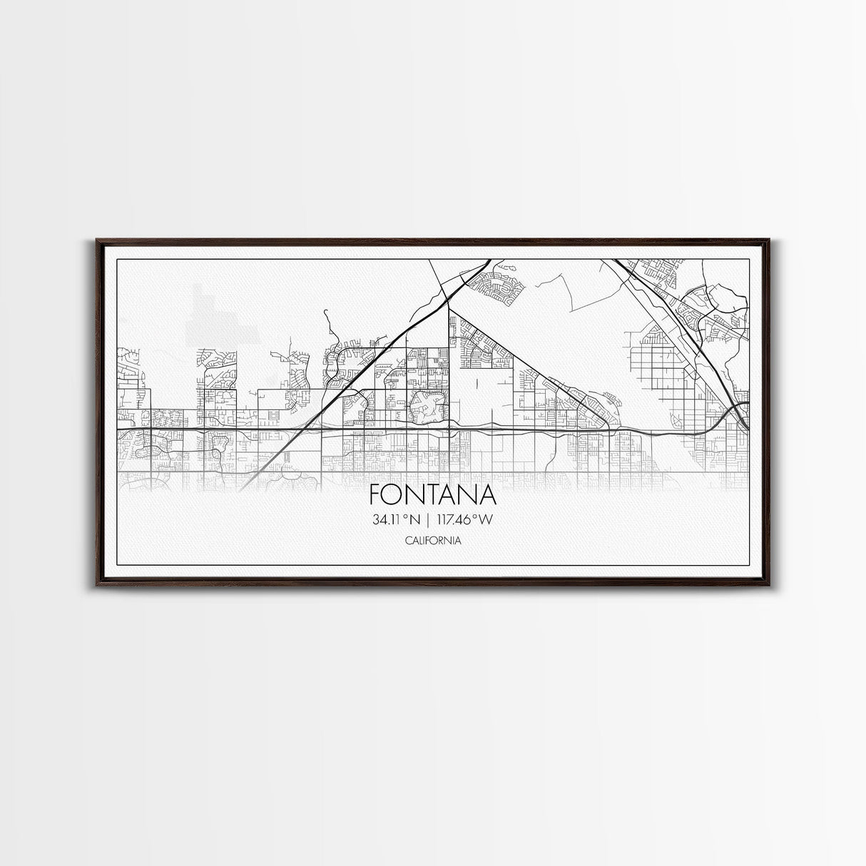 Fontana Street Map, California Map, Map Art, Minimalist Art, Wall Art, Canvas Art, Gift For Couples, Game Room Prints, Above Bed Décor