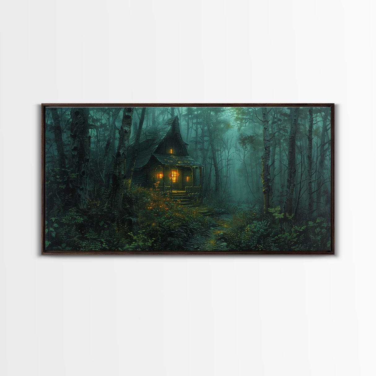 Haunted Cabin In The Woods, Framed Canvas Print, Spooky Wall Art, Spooky Season, Halloween Products, Halloween Unique Gift