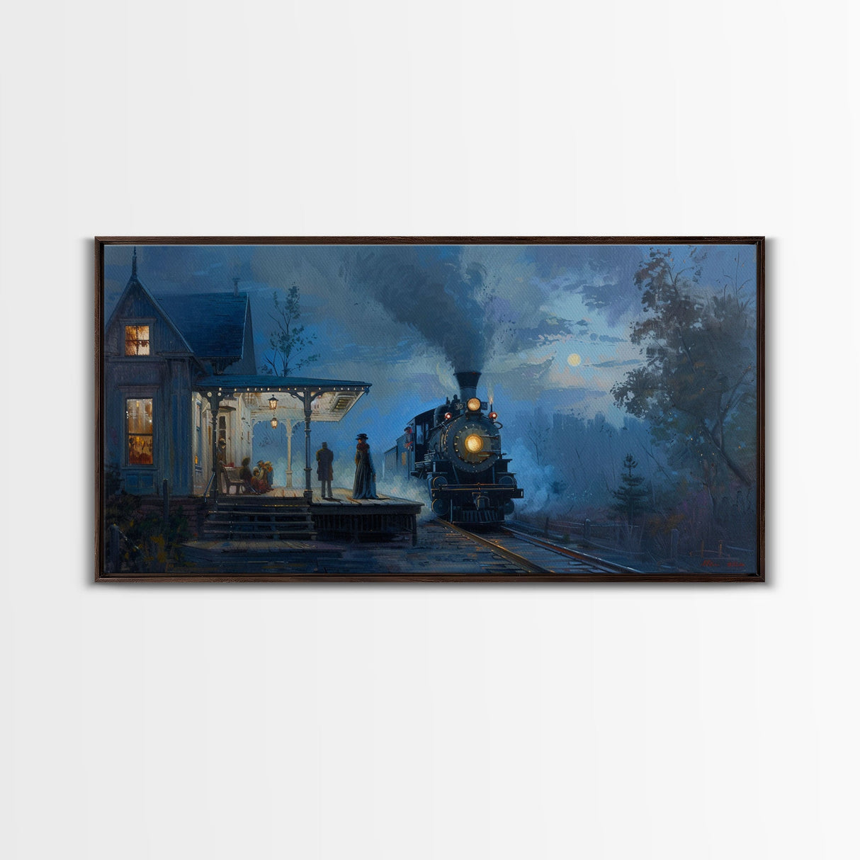 Haunted Steam Train, Spooky Wall Art, Framed Canvas Print, Unique Halloween Wall Art Gift Idea, Halloween Props