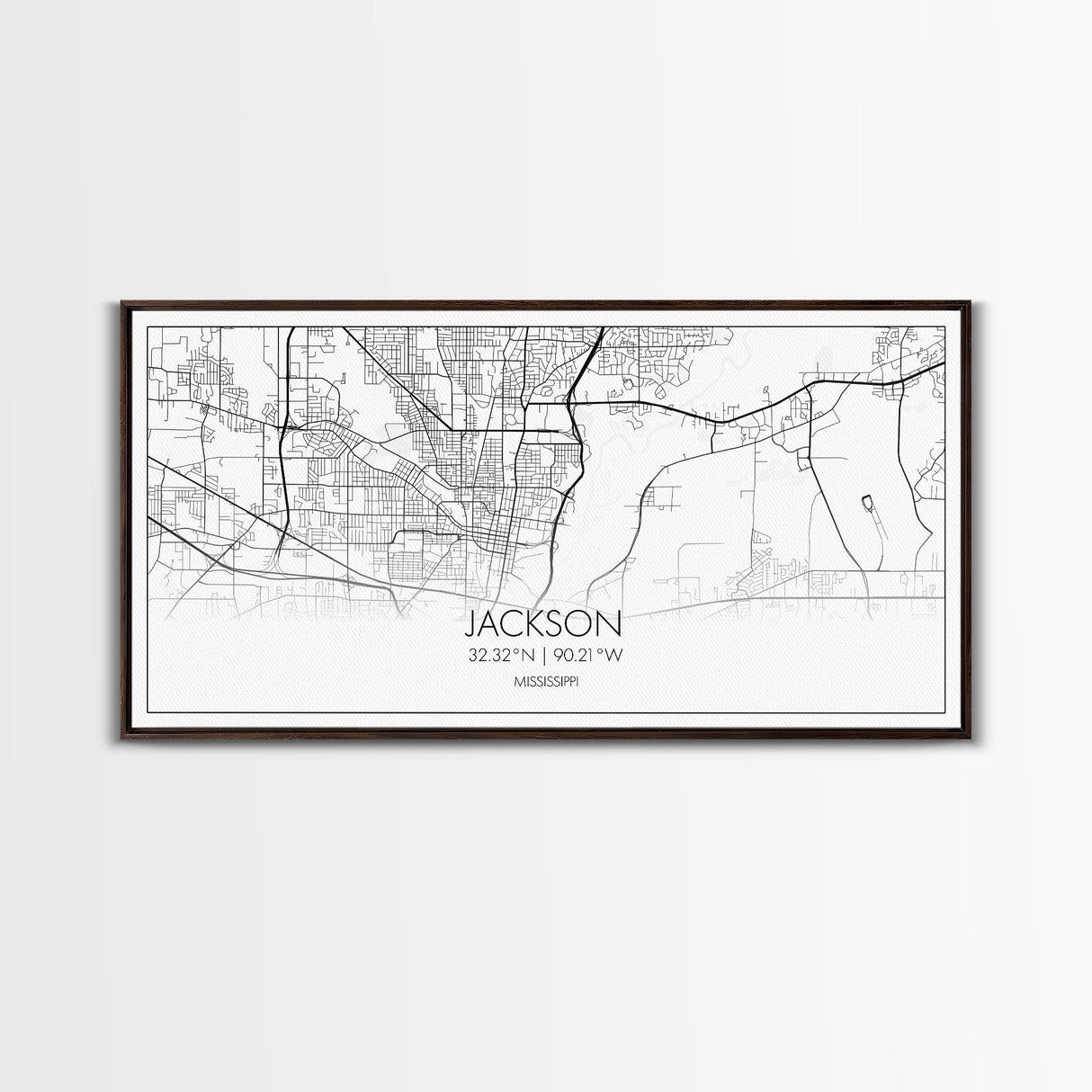 Jackson City Map, Mississippi Map, Map Art, Modern Art, Wall Art, Canvas Art, Apartment Wall Décor, Modern Farmhouse Art, Gift For Men