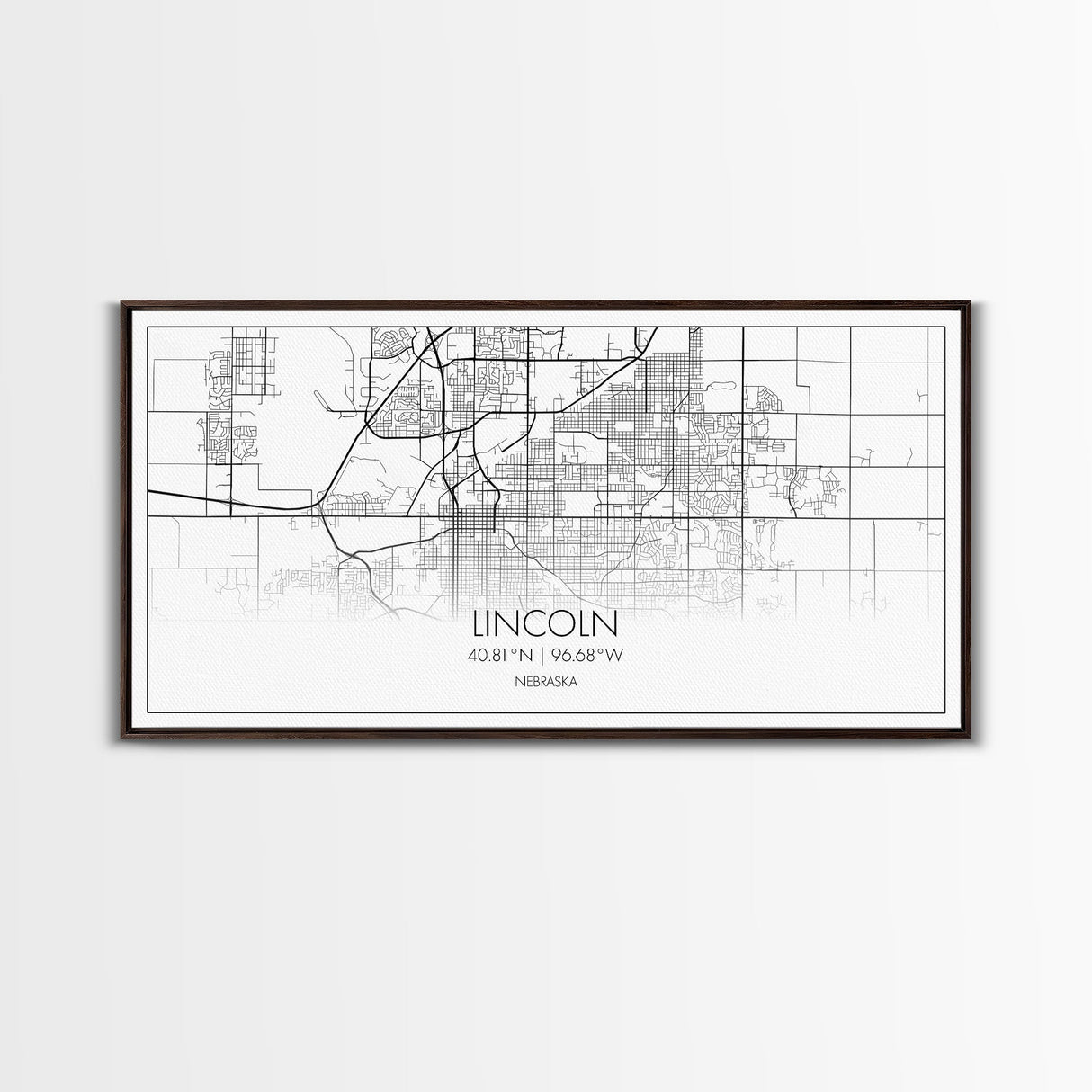 Lincoln City Map, Nebraska Map, Map Art, Modern Art, Wall Art, Canvas Art, Dorm Room Wall Art, Bar Wall Art, Gift For Mom, Teen Wall Art
