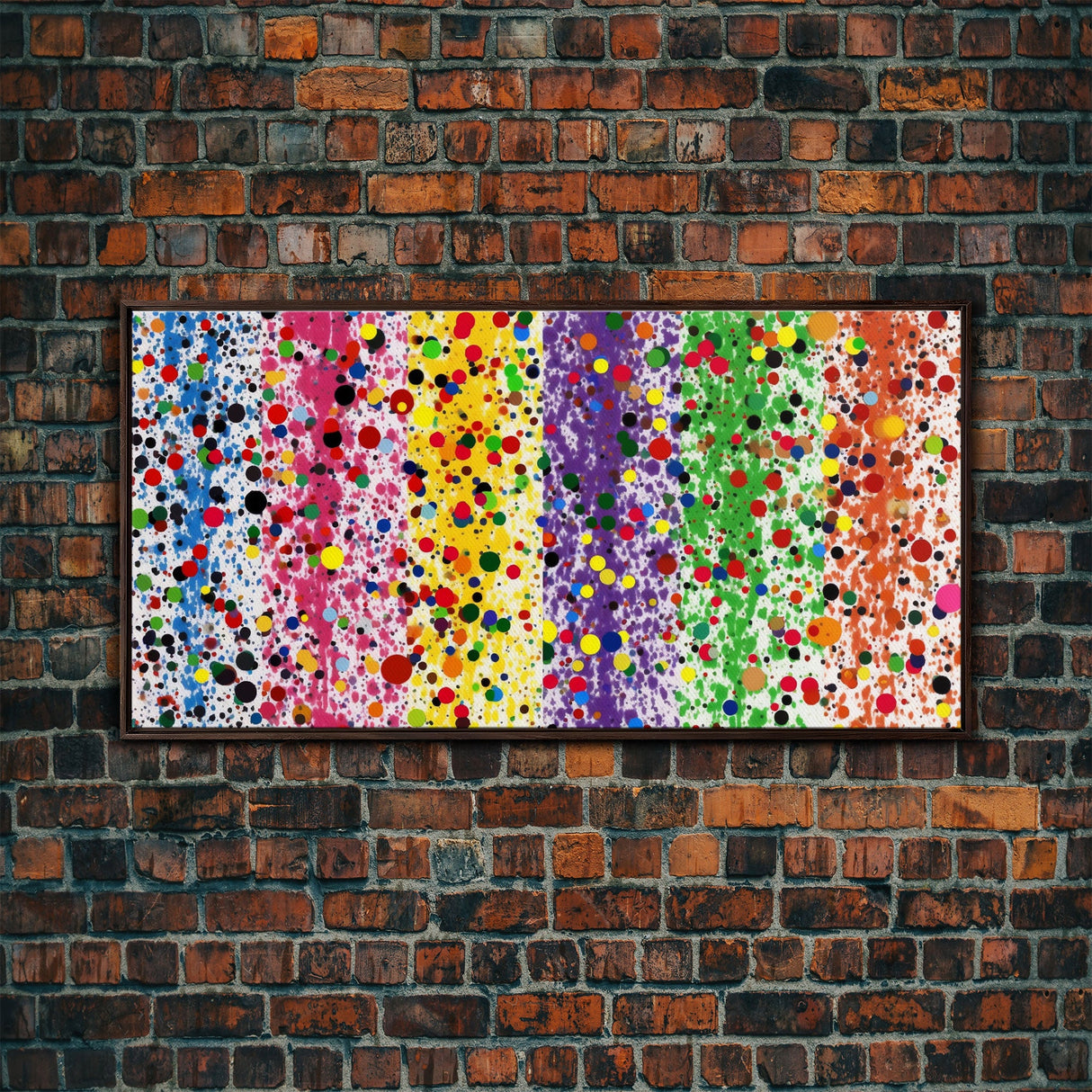 Rainbow Splatter Art, Framed Canvas Print, Graffiti / Splatter Painting, Colorful Decor, Ally Art, Polka Dot Wall Art
