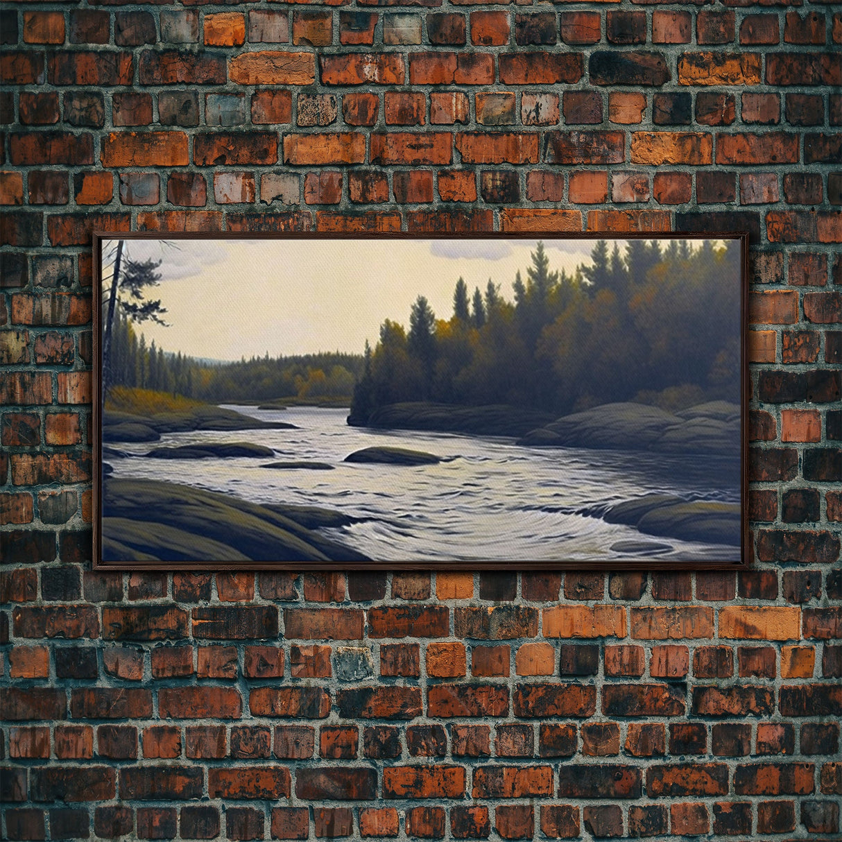 Landscape wall art, Vintage art, Antique landscape painting, Landscape print, Vintage Style Art, Panoramic art, Calm valley, Farm artwork