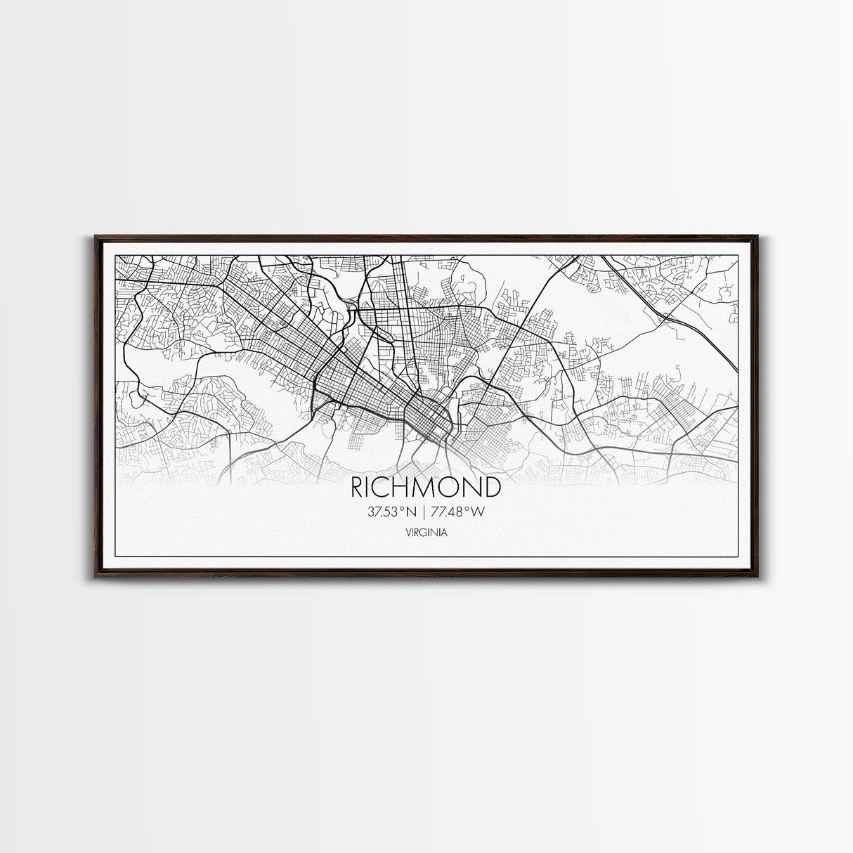 Richmond City Map, Virginia Art, Map Print, Minimalist Wall Art, Wall Art, Canvas Art, Best Gifts For Him, Wall Décor Prints, Horizontal Art