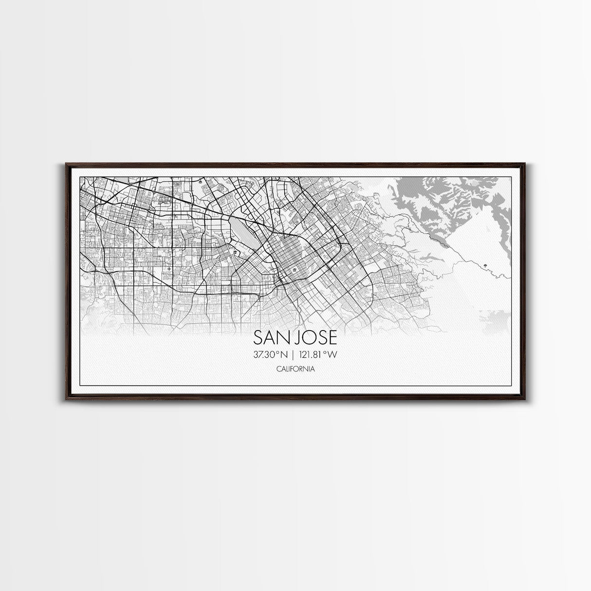 San Jose City Map, California Art, Map Print, Modern Wall Art, Wall Art, Canvas Art, Modern Office Art, Above Bed Décor, Prints Wall Art