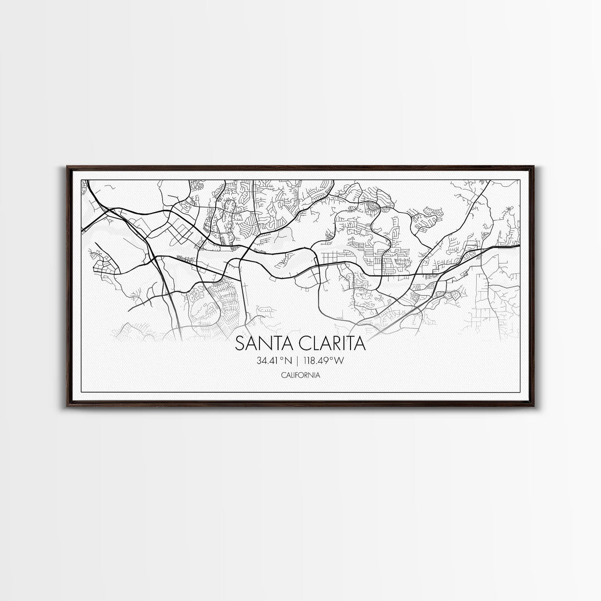 Santa Clarita City Map, California Art, Map Print, Modern Wall Art, Wall Art, Canvas Art, Best Friend Gifts, Family Room Art, Home Décor