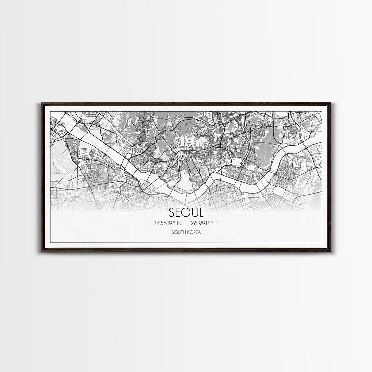 Seoul City Map, South Korea Art, Map Print, Modern Wall Art, Wall Art, Canvas Art, Thank You Gift, College Dorm Décor, Panoramic Art