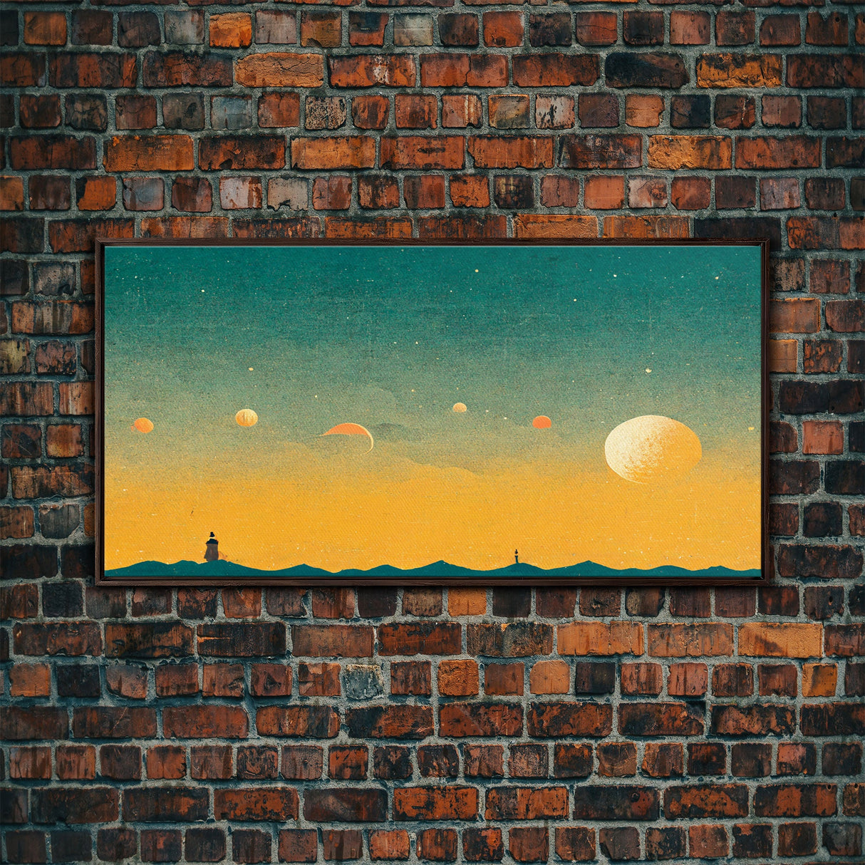 Art deco light house at sunset canvas print, sunset, vintage 20s style wall art, 30s style wall art, orange and turquoise sunset art