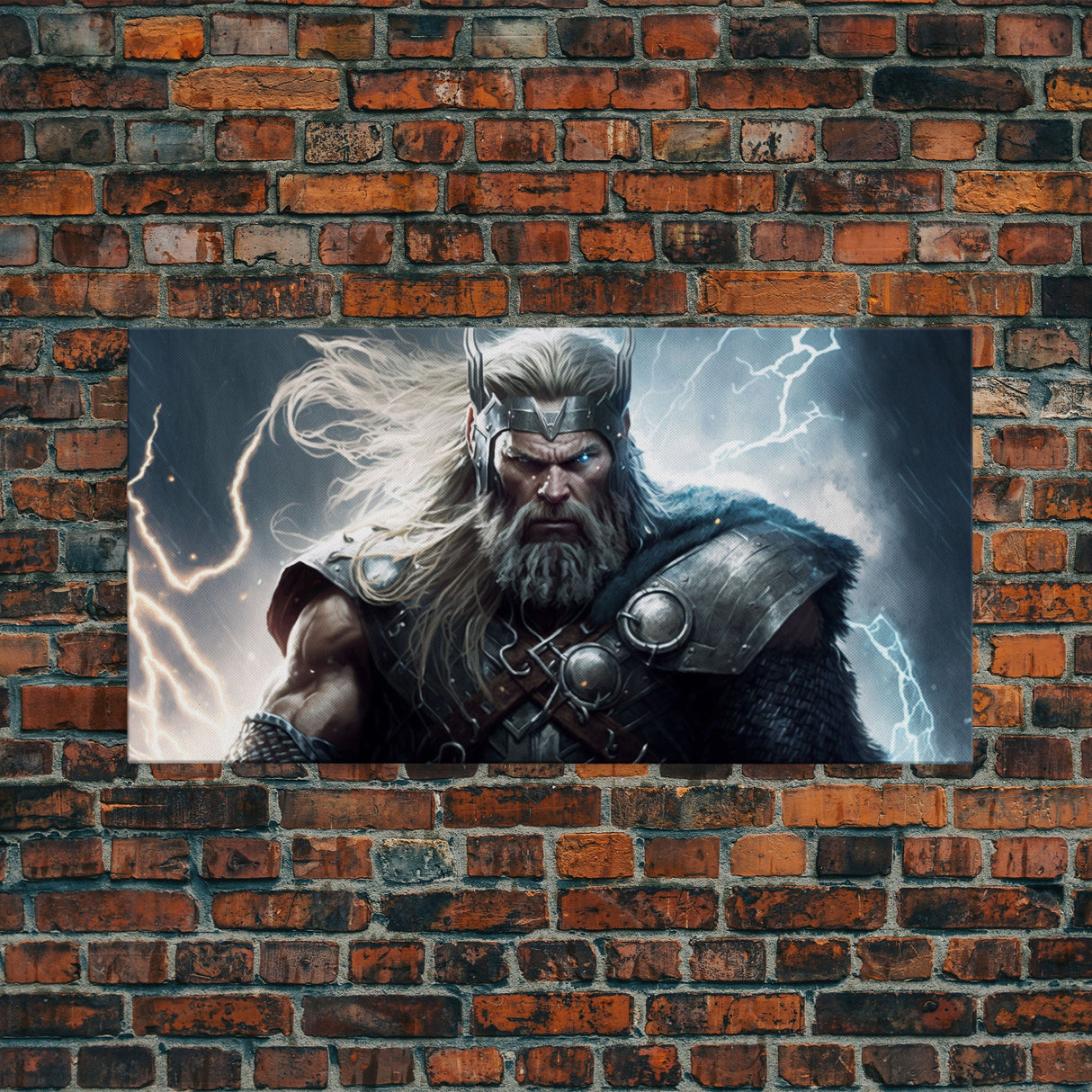 Thor Art, God of Thunder, Framed Canvas Print, Norse Mythology Art, Fantasy Art