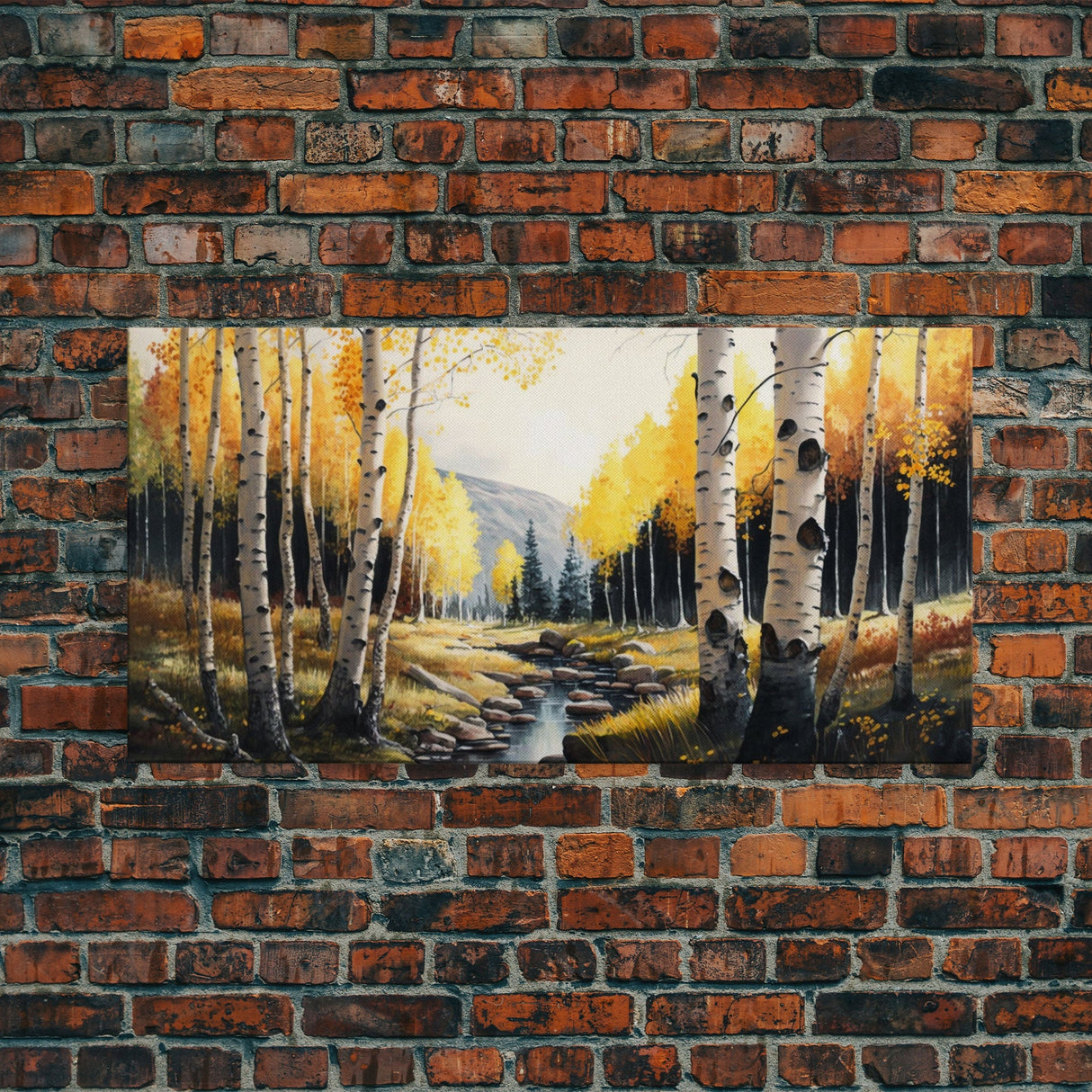 Birch Tree Wall Art, Nursery Forest, Framed Forest Canvas Print, Birch Trees, Watercolor, Landscape Forest Art
