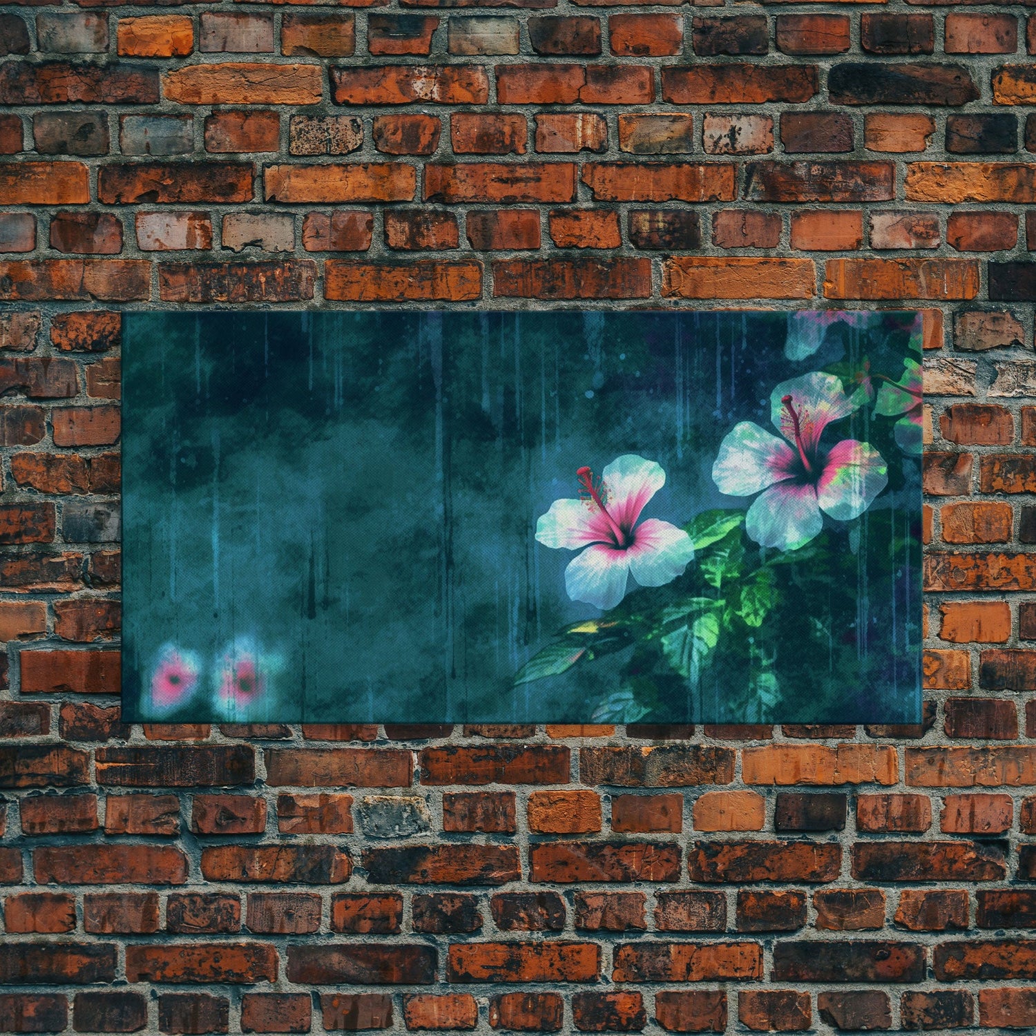 Hibiscus Flowers Wall Decor, Floral Wall Art, Tropical Flowers Wall Art, Panoramic Wall Decor, Canvas Print, Wall Art, Framed Canvas Art