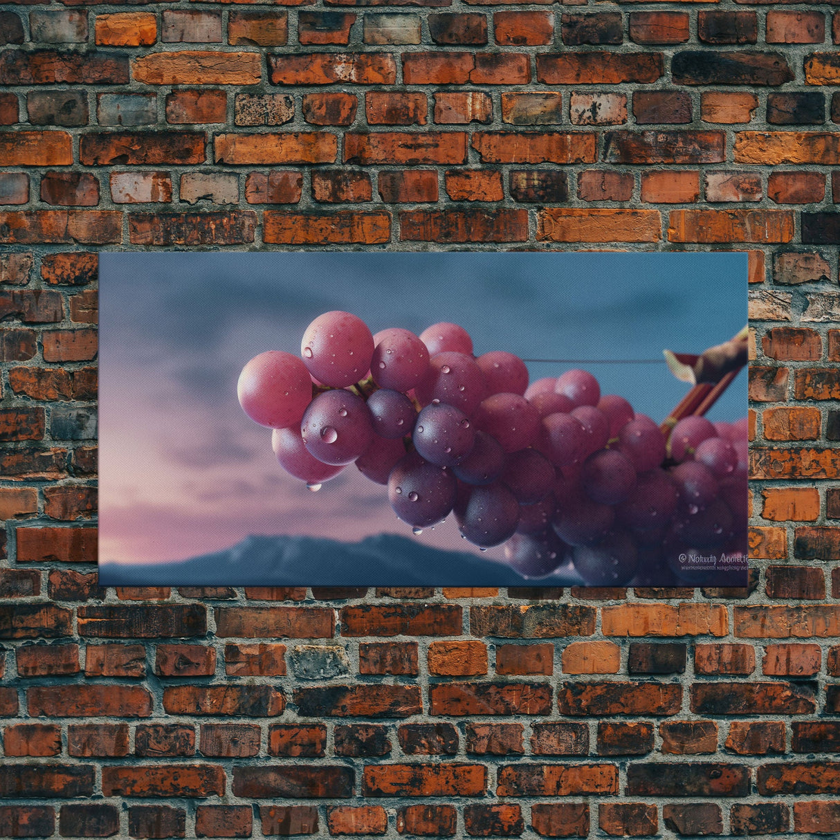 Grapes Wall Decor, Kitchen Wall Decor, Food Wall Art, Minimalist Art, Panoramic Wall Decor, Canvas Print, Wall Art, Framed Canvas Art