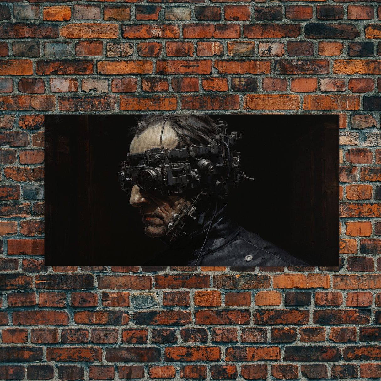 Victorian Steampunk Cyborg, Framed Canvas Print, Horror Prints, Halloween Wall Art, Halloween Themed Decor