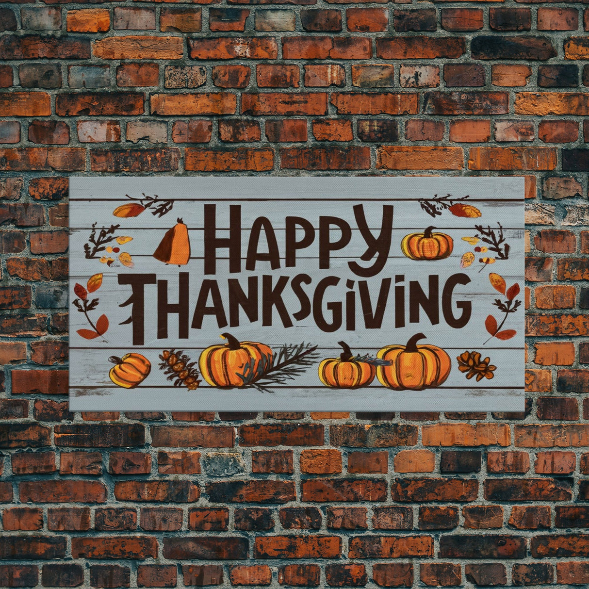 Happy Thanksgiving! Modern Farmhouse Wall Decor, Dining Room Wall Sign Kitchen Decor Large Framed Canvas Print, Fall Wall Art, Thankful