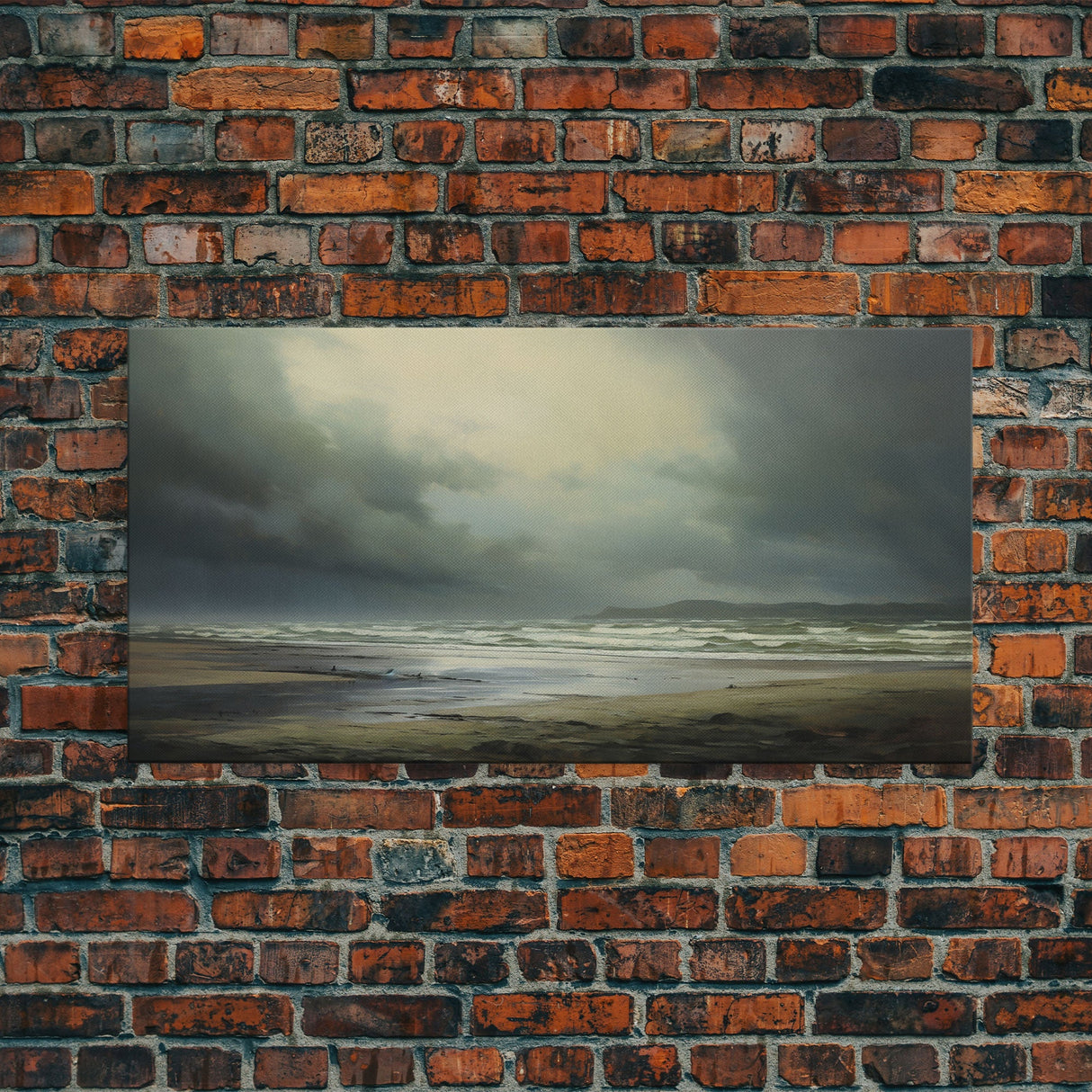 Moody Muted Landscape Oil Painting Canvas Print Wall Art, Nature Framed Large Gallery Art, Minimalist Art, Ready To Hang, Moody and Drab Art