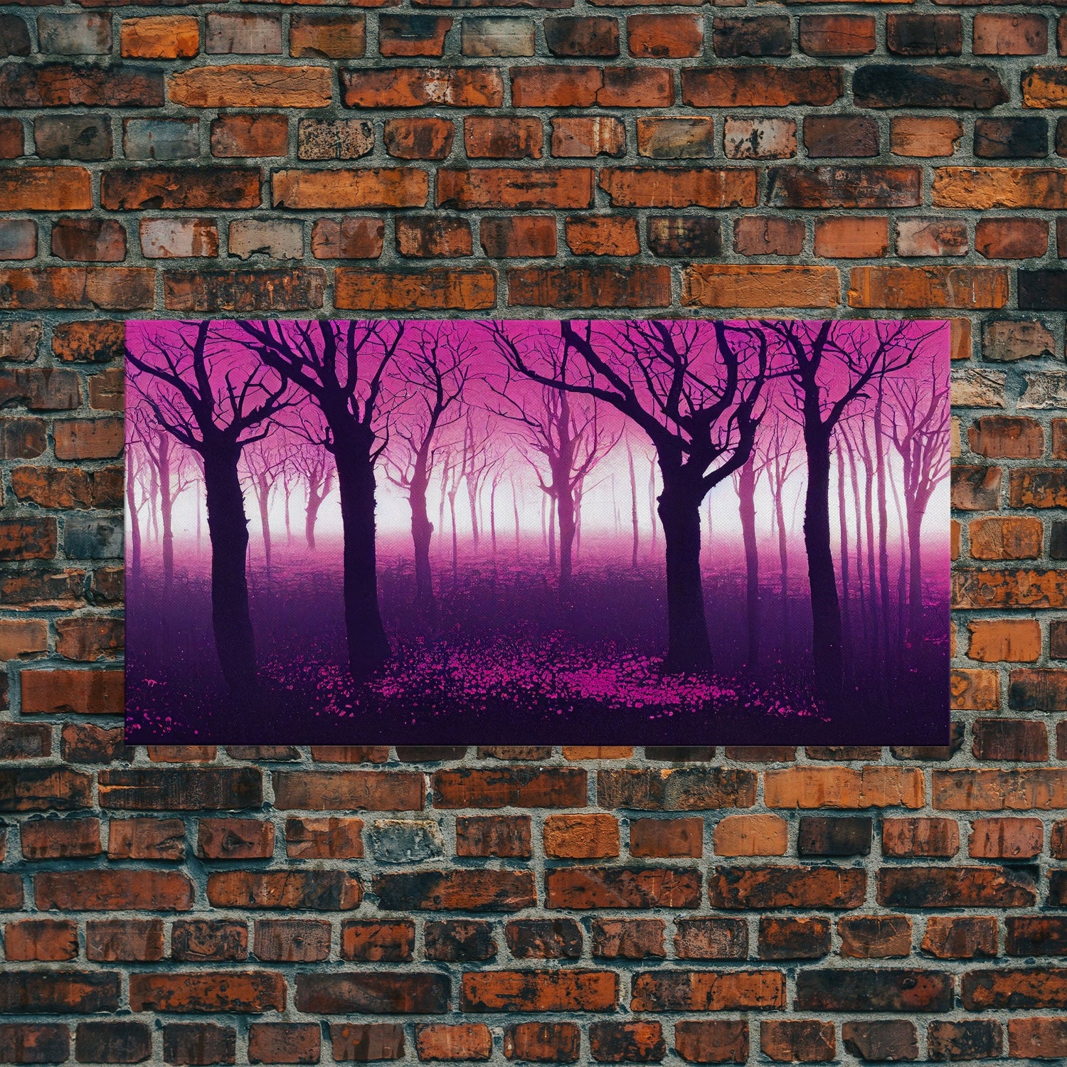 Purple Haunted Forest, Surreal Abstract Trippy Psychedelic Art, Ready To Hang Canvas Print, Framed Wall Art