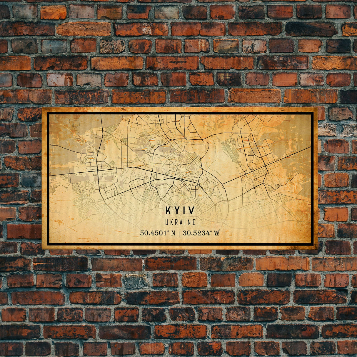 Old Kyiv Ukraine City Map Wall Art Canvas Print, Vintage Style Kyiv Map, Framed Wall Art, Cool Kyiv Ukraine Wall Art, Office Art