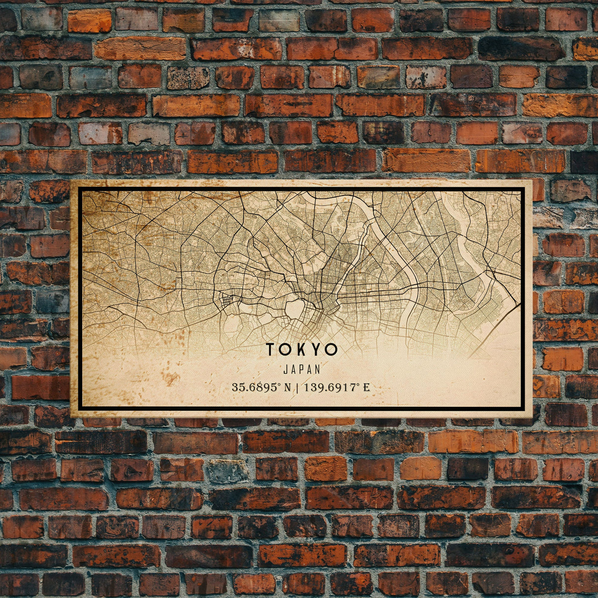 Tokyo Japan map print poster or framed canvas, Tokyo map print poster canvas, Tokyo Japan city map print poster canvas, Vintage Travel Art