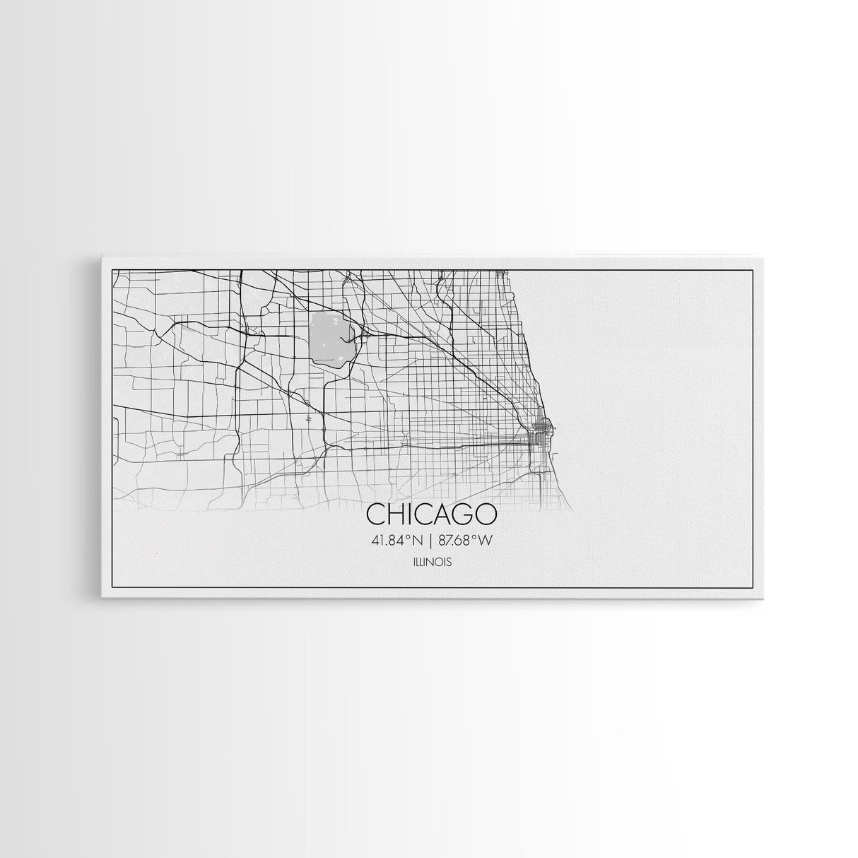 Chicago Street Map, Illinois Map, Map Print, Modern Art, Wall Art, Canvas Art, Apartment Décor, Housewarming Gift, Dorm Wall Art, Office Art
