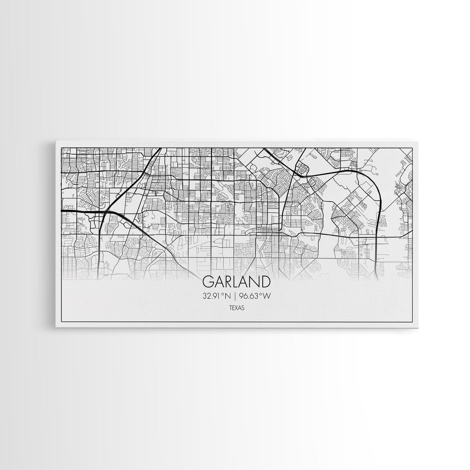 Garland City Map, Texas Map, Map Art, Minimalist Art, Wall Art, Canvas Art, Western Décor, Rustic Farmhouse Décor, Best Friend Gift, Office