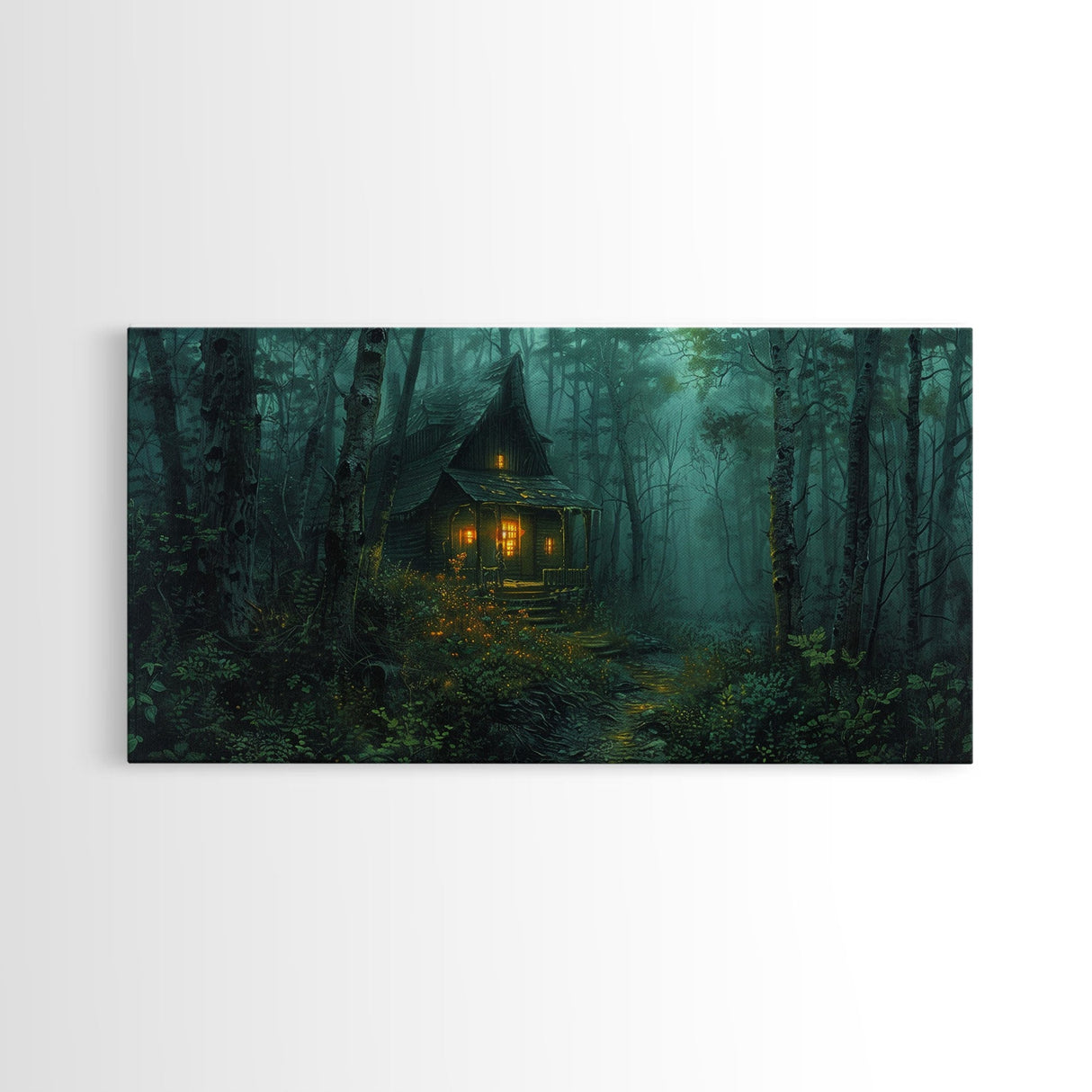 Haunted Cabin In The Woods, Framed Canvas Print, Spooky Wall Art, Spooky Season, Halloween Products, Halloween Unique Gift