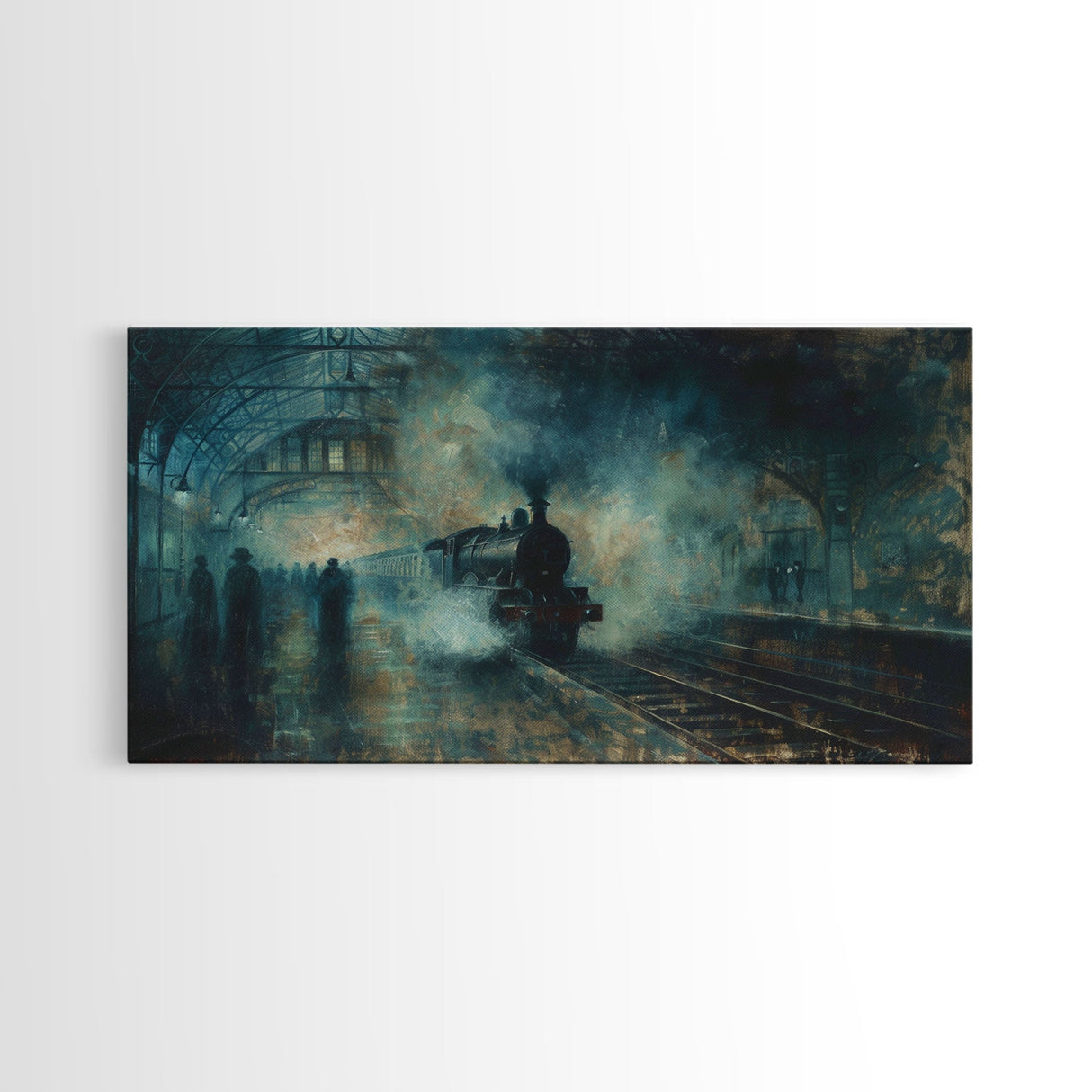 Haunted Railway, Spooky Wall Art, Framed Canvas Print, Unique Halloween Wall Art Gift Idea, Halloween Props