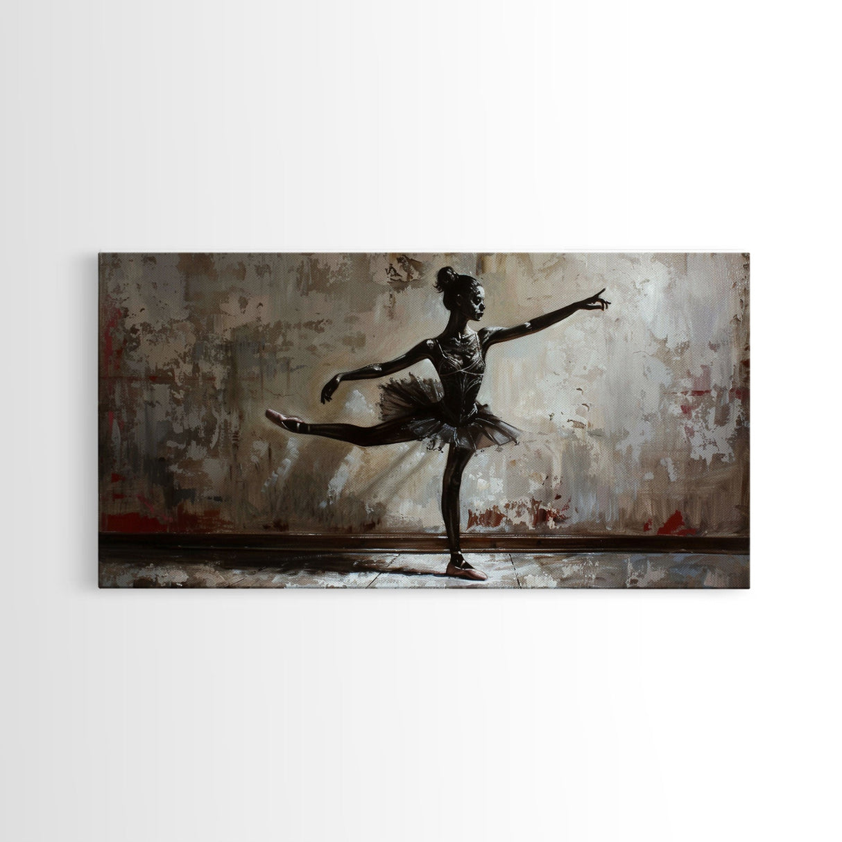 Ghostly Ballerina Framed Canvas Print, Halloween Decor, Spooky Vibes Wall Art