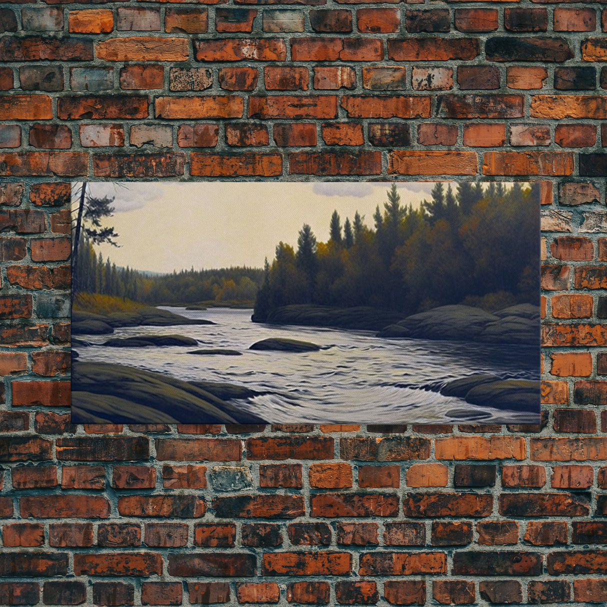 Landscape wall art, Vintage art, Antique landscape painting, Landscape print, Vintage Style Art, Panoramic art, Calm valley, Farm artwork