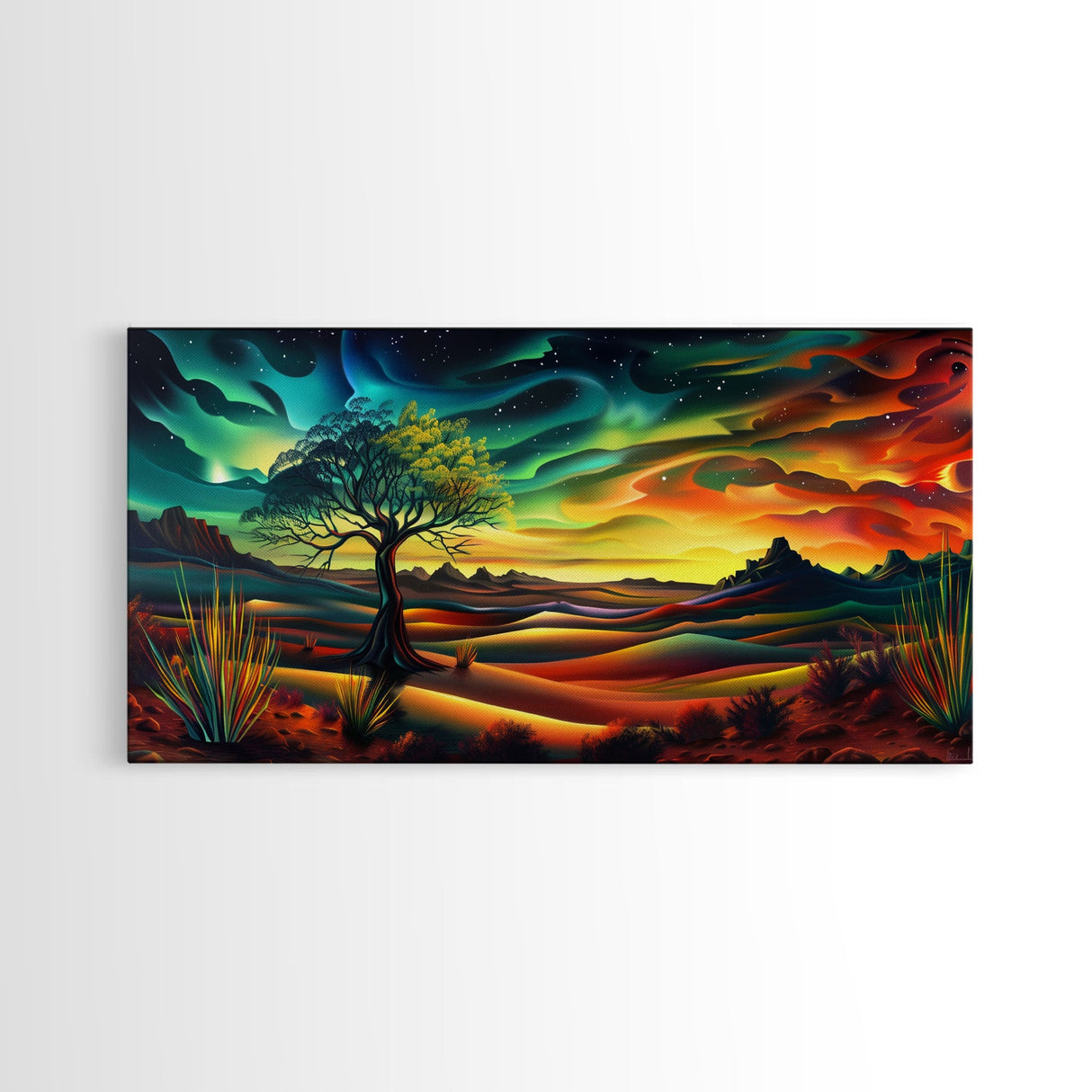 Van Gough Inspired Snowy Mountain Scenery, Striking Framed Canvas Print, Ideal for Living Room Art, Rustic Bedroom Decor Nature Wall Art