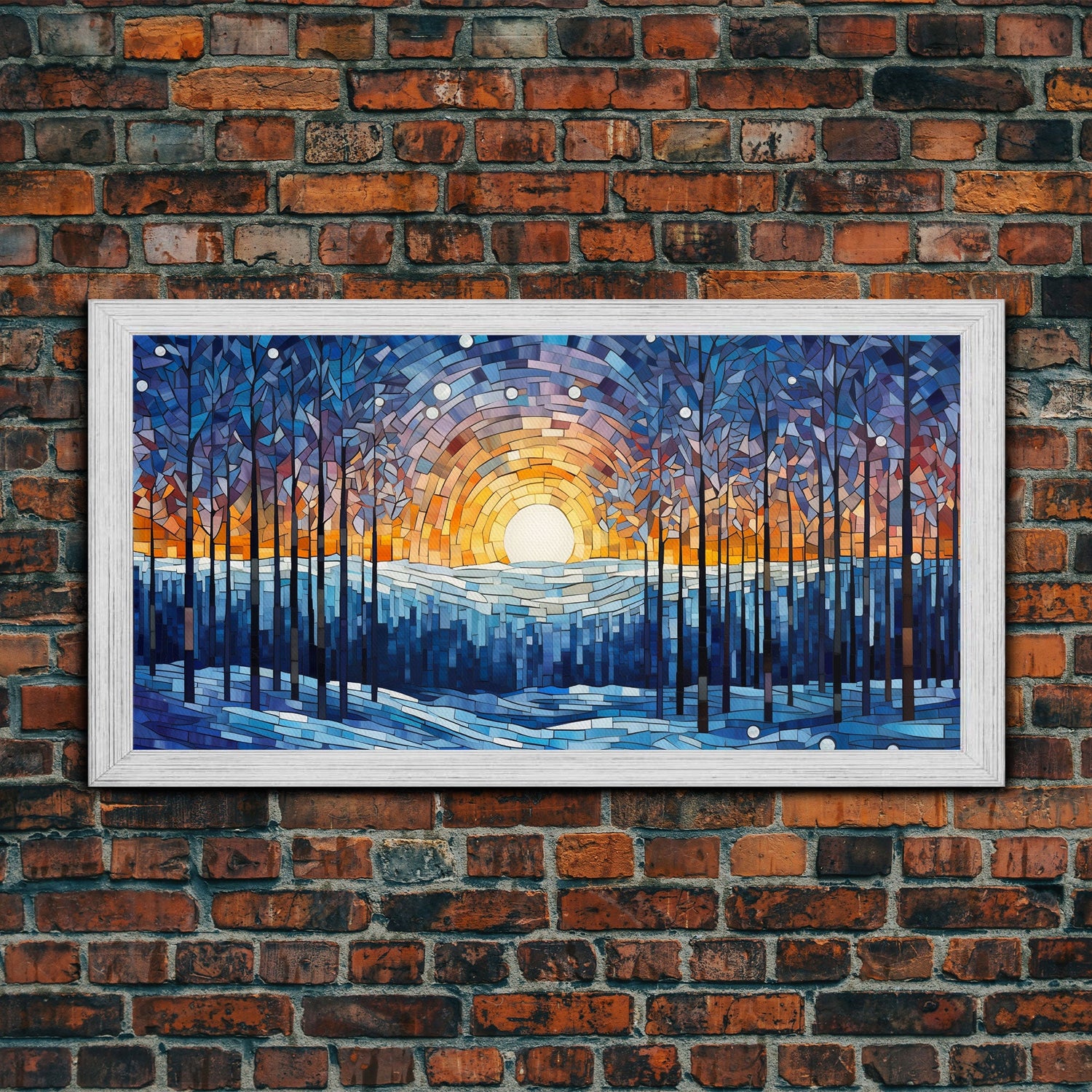 Mosaic Wall Art, Nature Art Print, Abstract Wall Art, Winter Wall Art, Canvas Print, Wall Hanging, Landscape Art, Teacher Gift, Room Decor