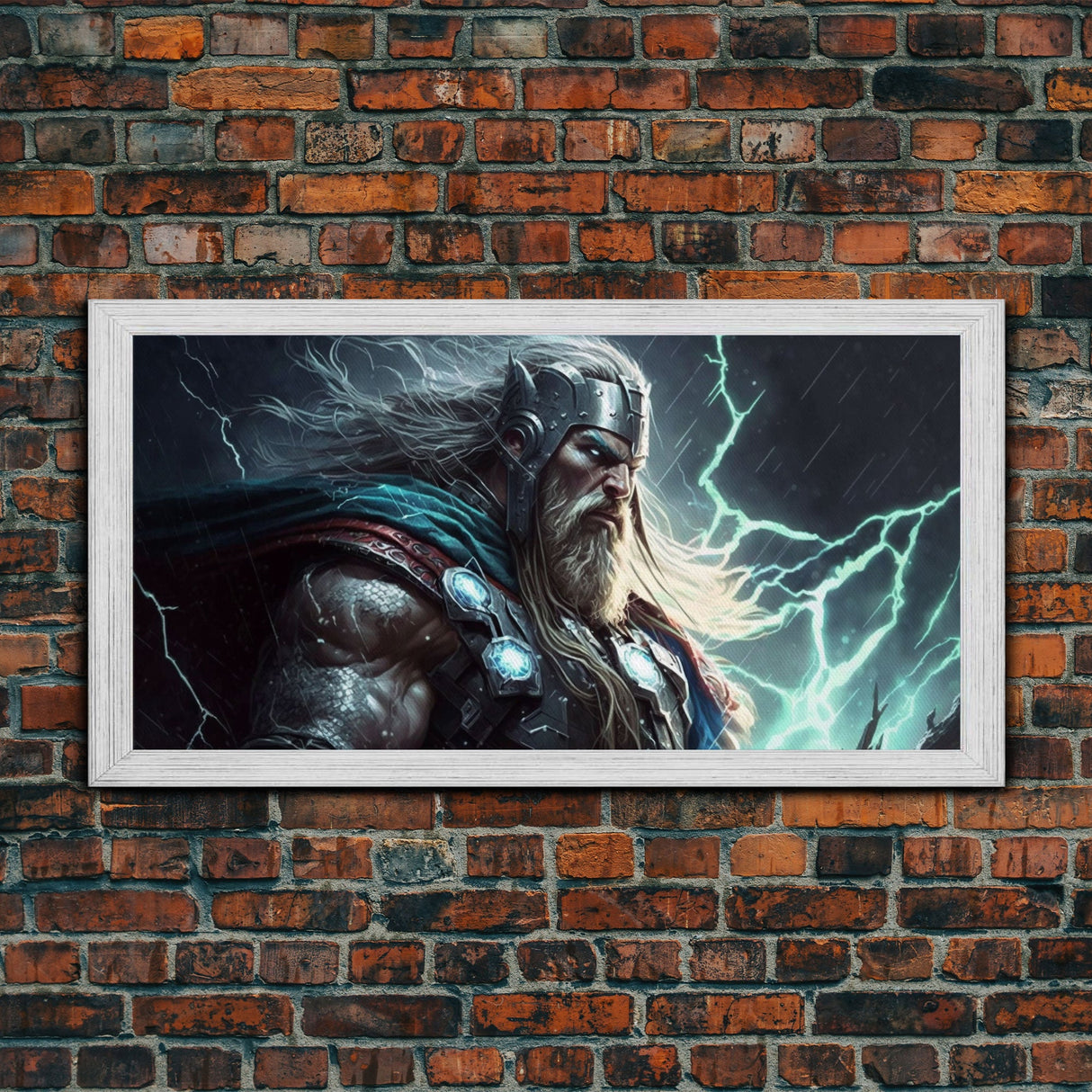 Thor God of Thunder, Framed Canvas Print, Norse Mythology Art, Fantasy Art