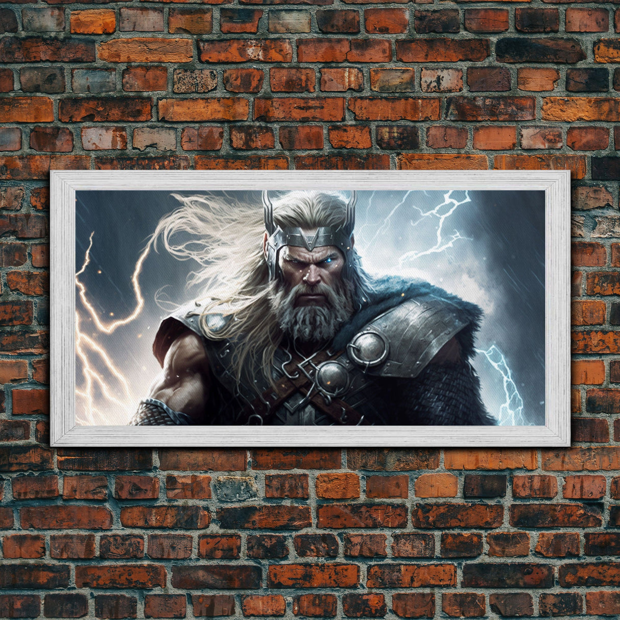 Thor Art, God of Thunder, Framed Canvas Print, Norse Mythology Art, Fantasy Art