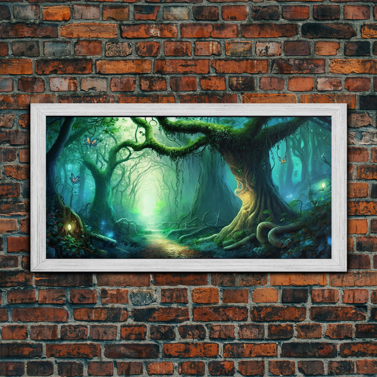 Beautiful magical fairy forest, Framed canvas print, Fantasy forest wall art Enchanted forest, Fantasy Home Decor