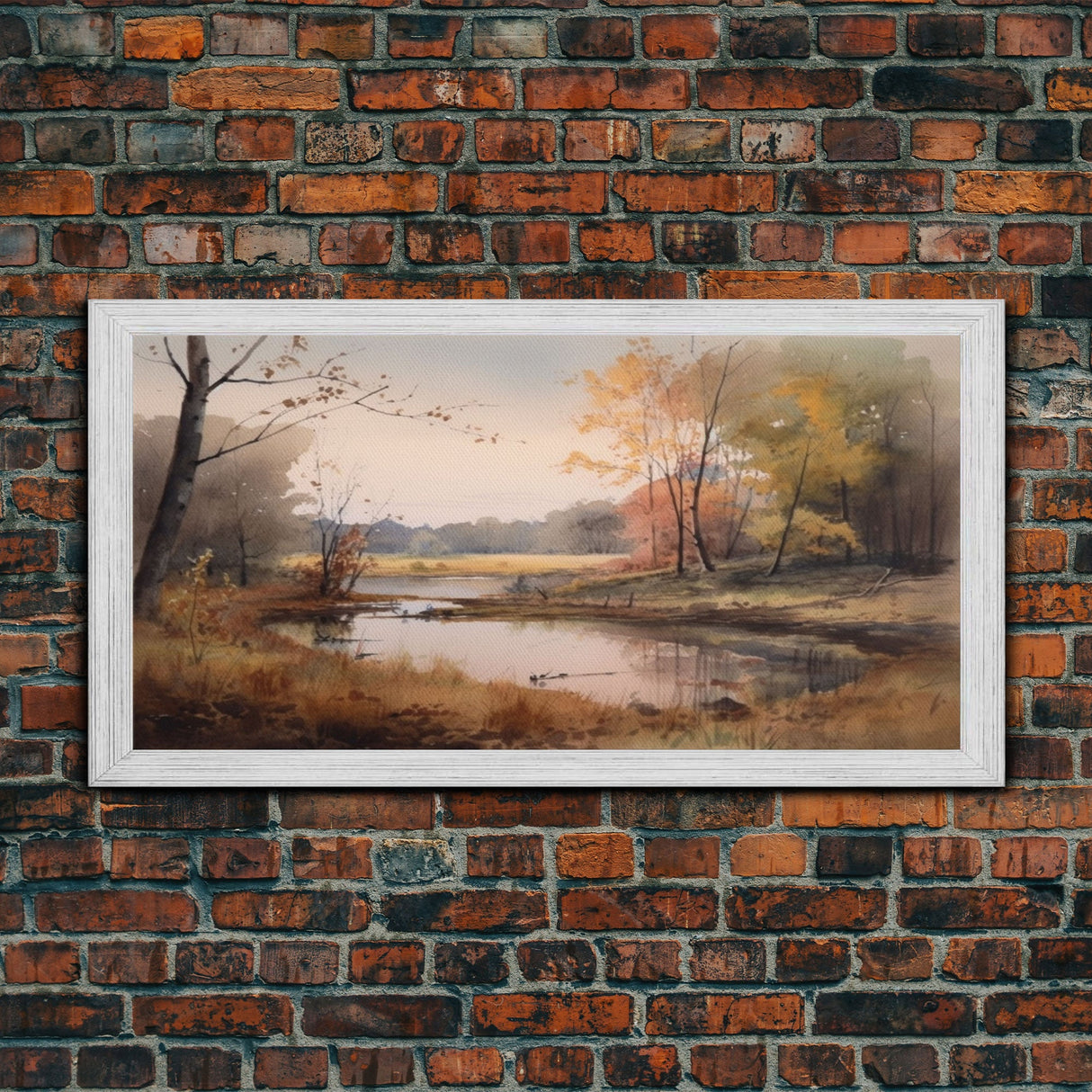 Lake Wall Decor, Autumn Landscape Wall Art, Nature Painting Wall Decor, Panoramic Wall Decor, Canvas Print, Wall Art, Framed Canvas Art