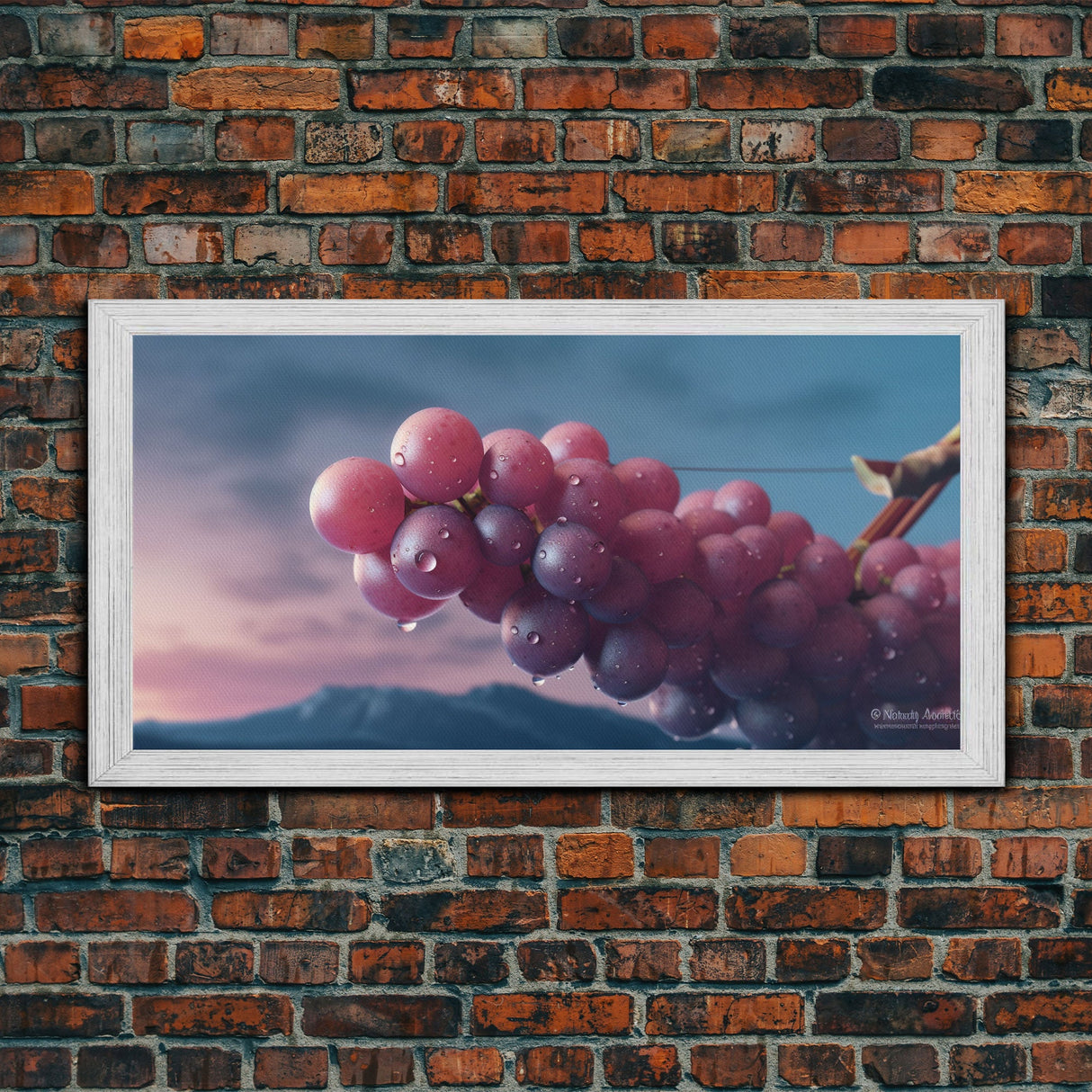 Grapes Wall Decor, Kitchen Wall Decor, Food Wall Art, Minimalist Art, Panoramic Wall Decor, Canvas Print, Wall Art, Framed Canvas Art