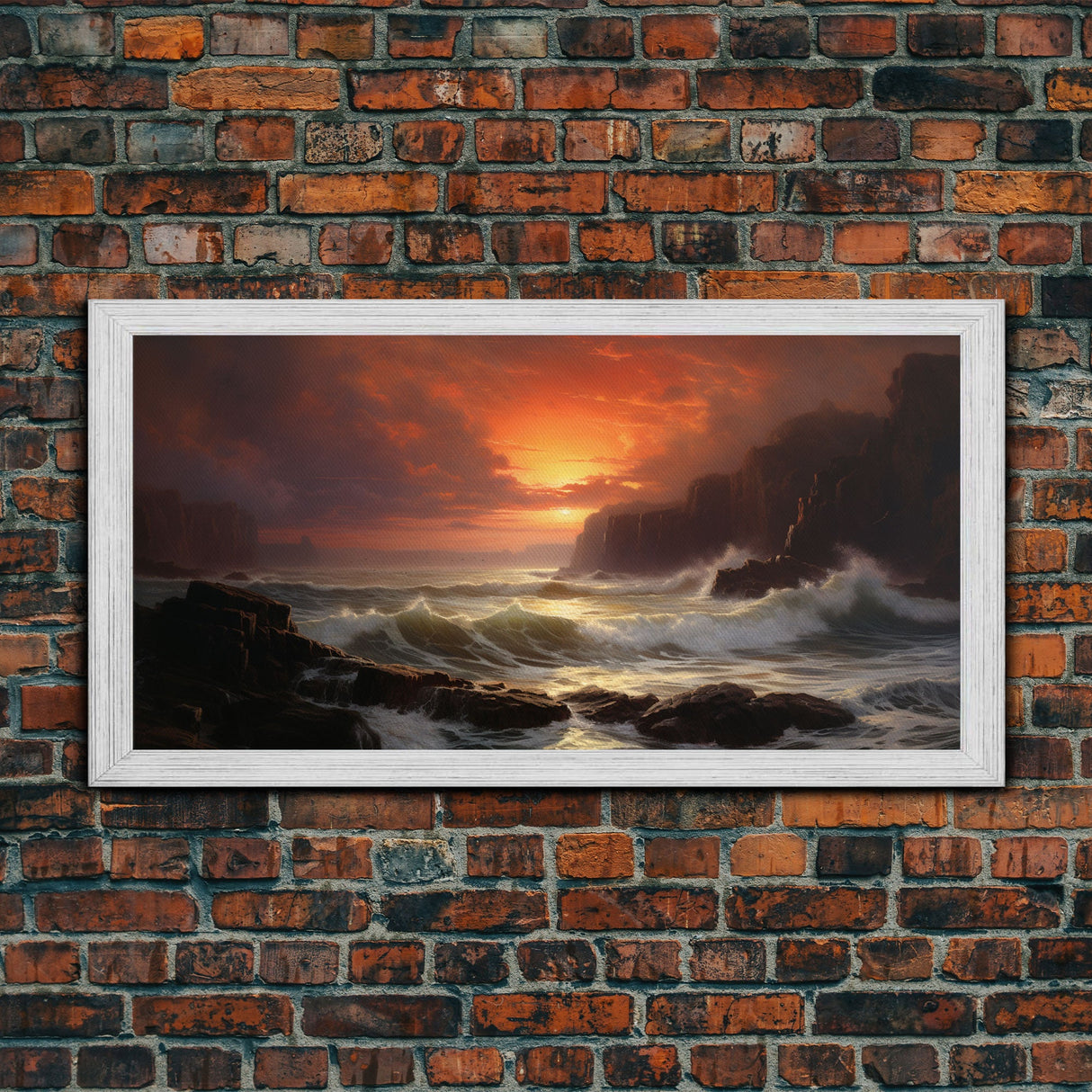 Beautiful Seascape Painting Canvas Print, Landscape Oil Painting, Minimalist Modern Art, Canvas Painting, Framed Wall Art Print