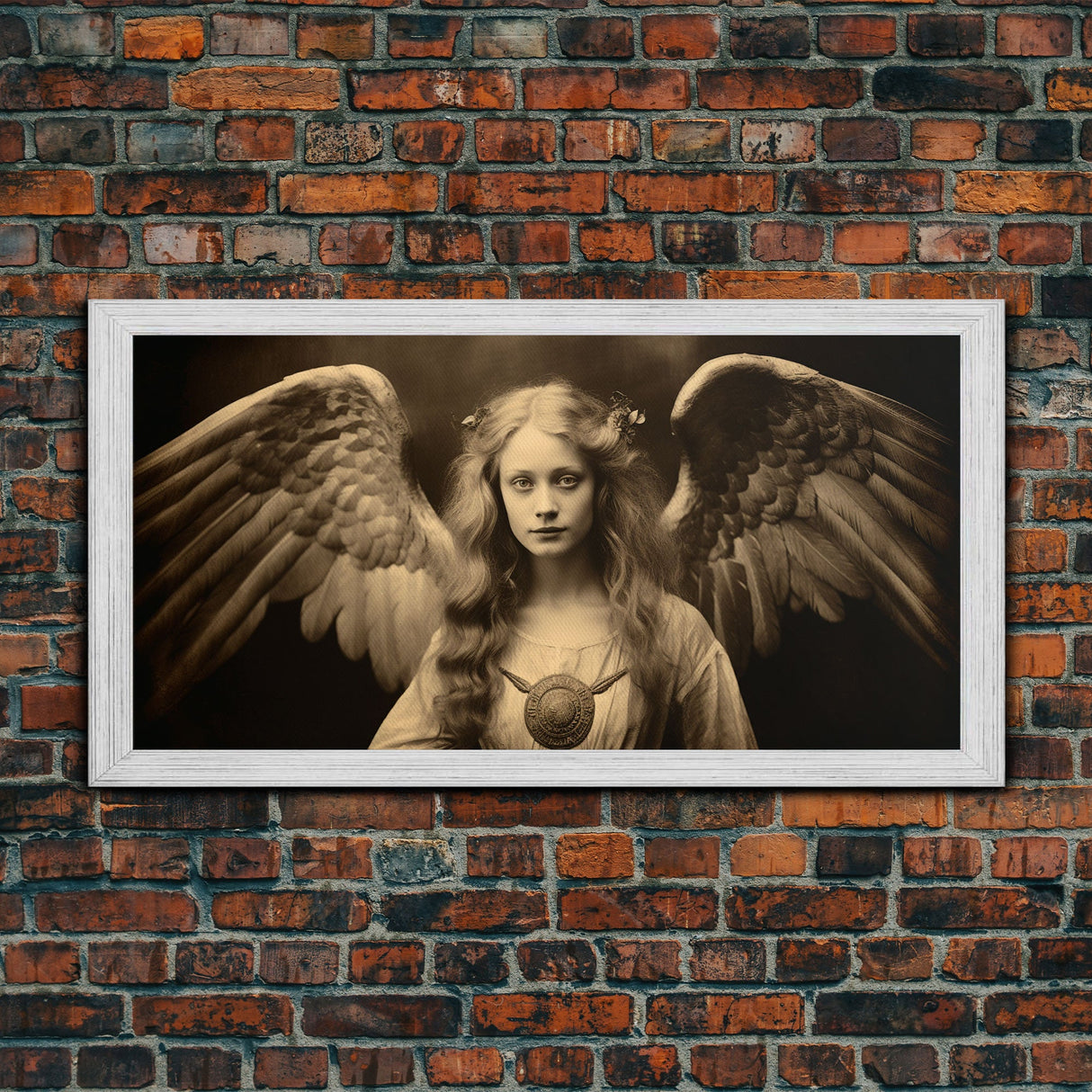 Tintype Photo Of An Angel, Angel Art, Angel Painting, Framed Canvas Print, Guardian Angel, Angel Art Print, Angel Wings, Religious Art
