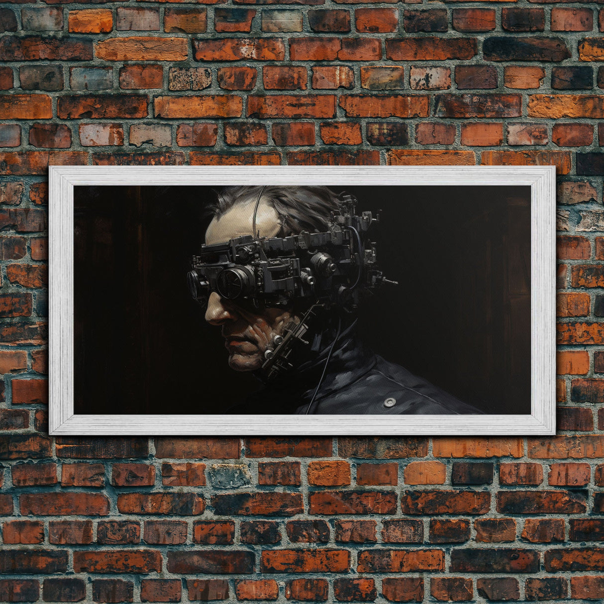 Victorian Steampunk Cyborg, Framed Canvas Print, Horror Prints, Halloween Wall Art, Halloween Themed Decor