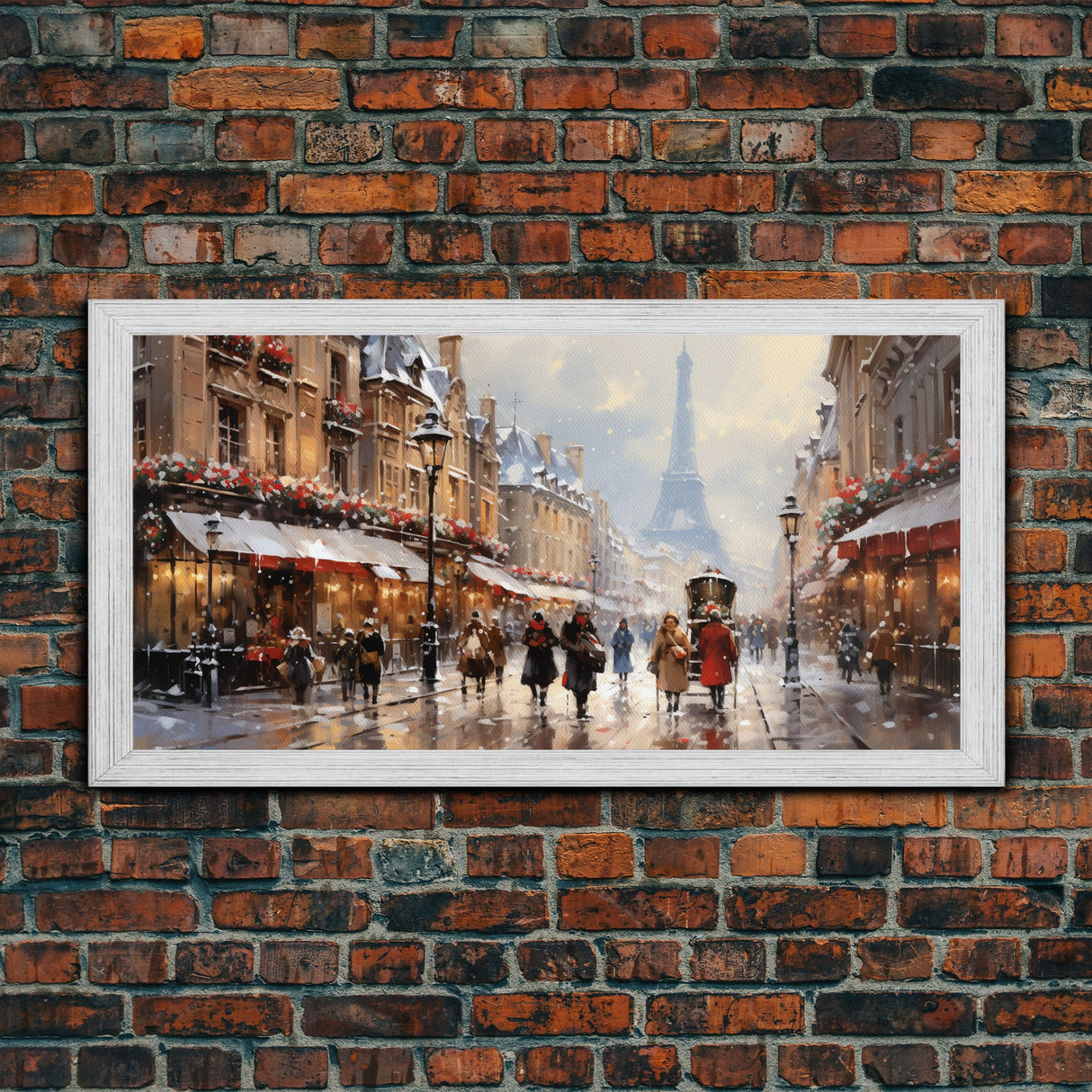 Winter Wonderland - Paris In The Snow at Christmas Time - Framed Canvas Print - Christmas Decor