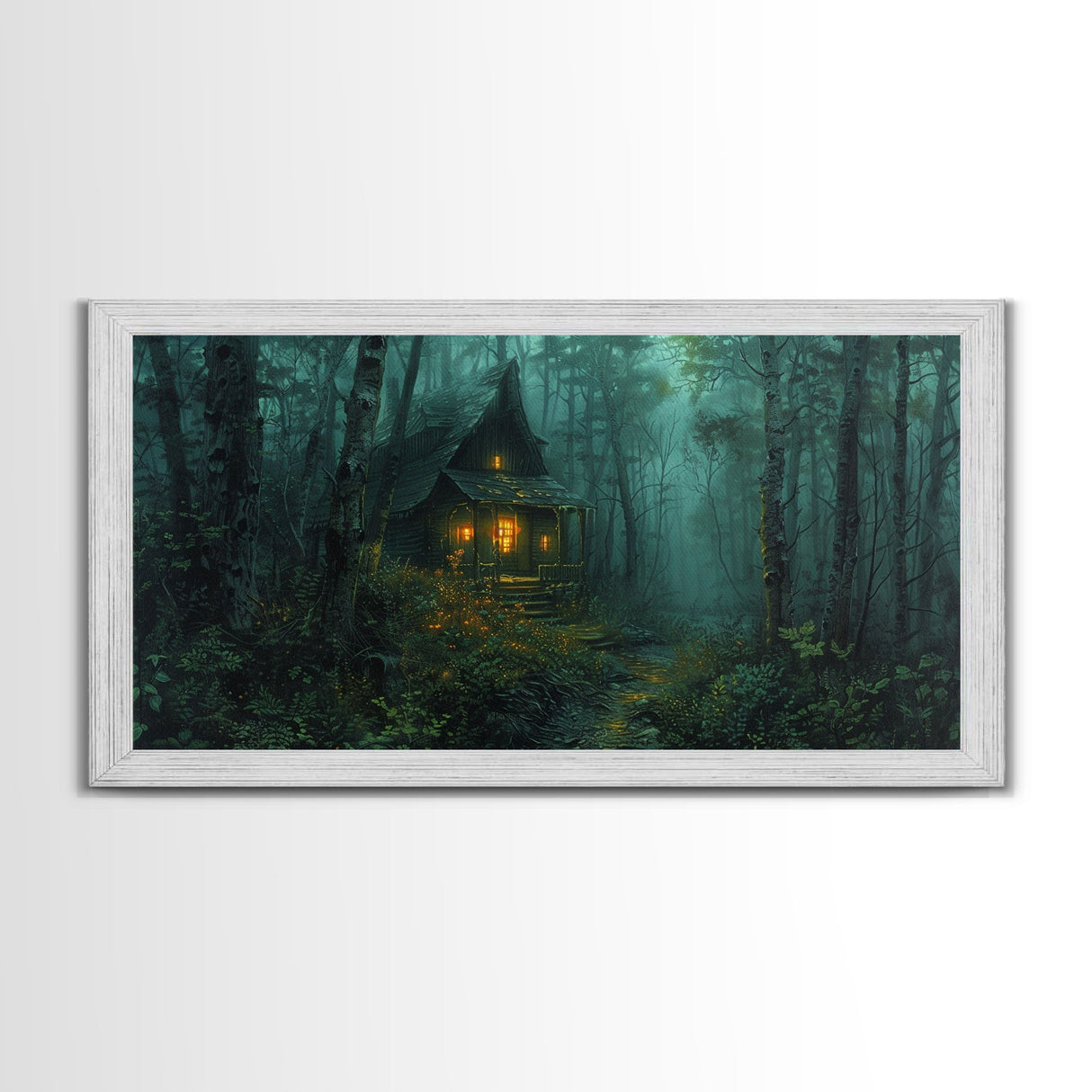 Haunted Cabin In The Woods, Framed Canvas Print, Spooky Wall Art, Spooky Season, Halloween Products, Halloween Unique Gift