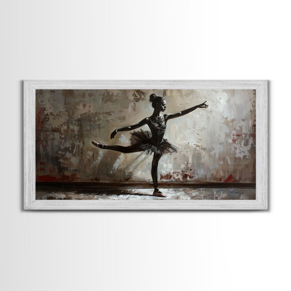 Ghostly Ballerina Framed Canvas Print, Halloween Decor, Spooky Vibes Wall Art