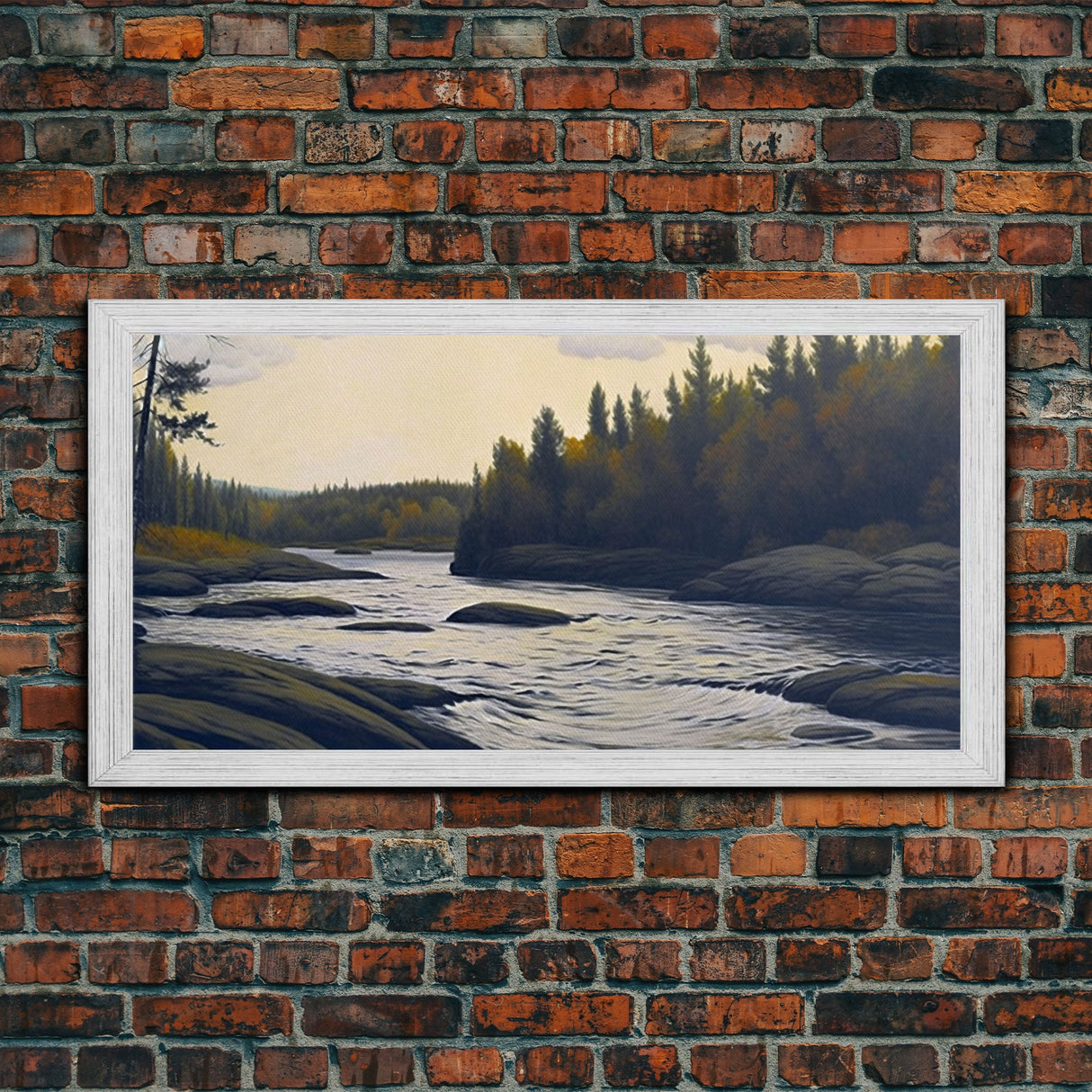 Landscape wall art, Vintage art, Antique landscape painting, Landscape print, Vintage Style Art, Panoramic art, Calm valley, Farm artwork