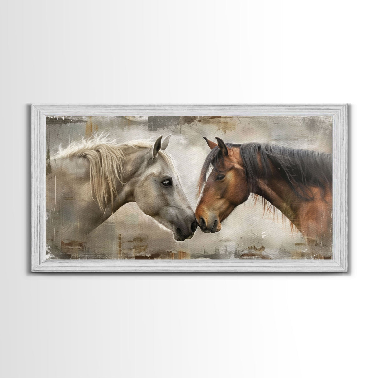 Cowboy Riding in Desert Landscape, Framed Canvas Print for Rustic Living Room Decor, Western Art for Home and Bedroom Decoration