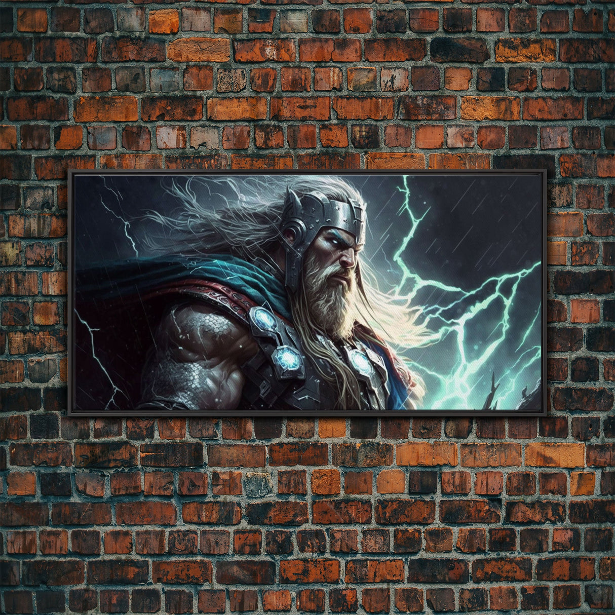 Thor God of Thunder, Framed Canvas Print, Norse Mythology Art, Fantasy Art