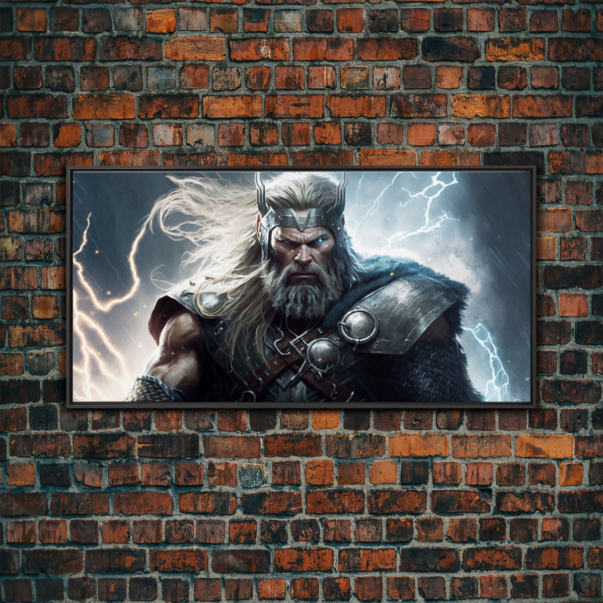 Thor Art, God of Thunder, Framed Canvas Print, Norse Mythology Art, Fantasy Art