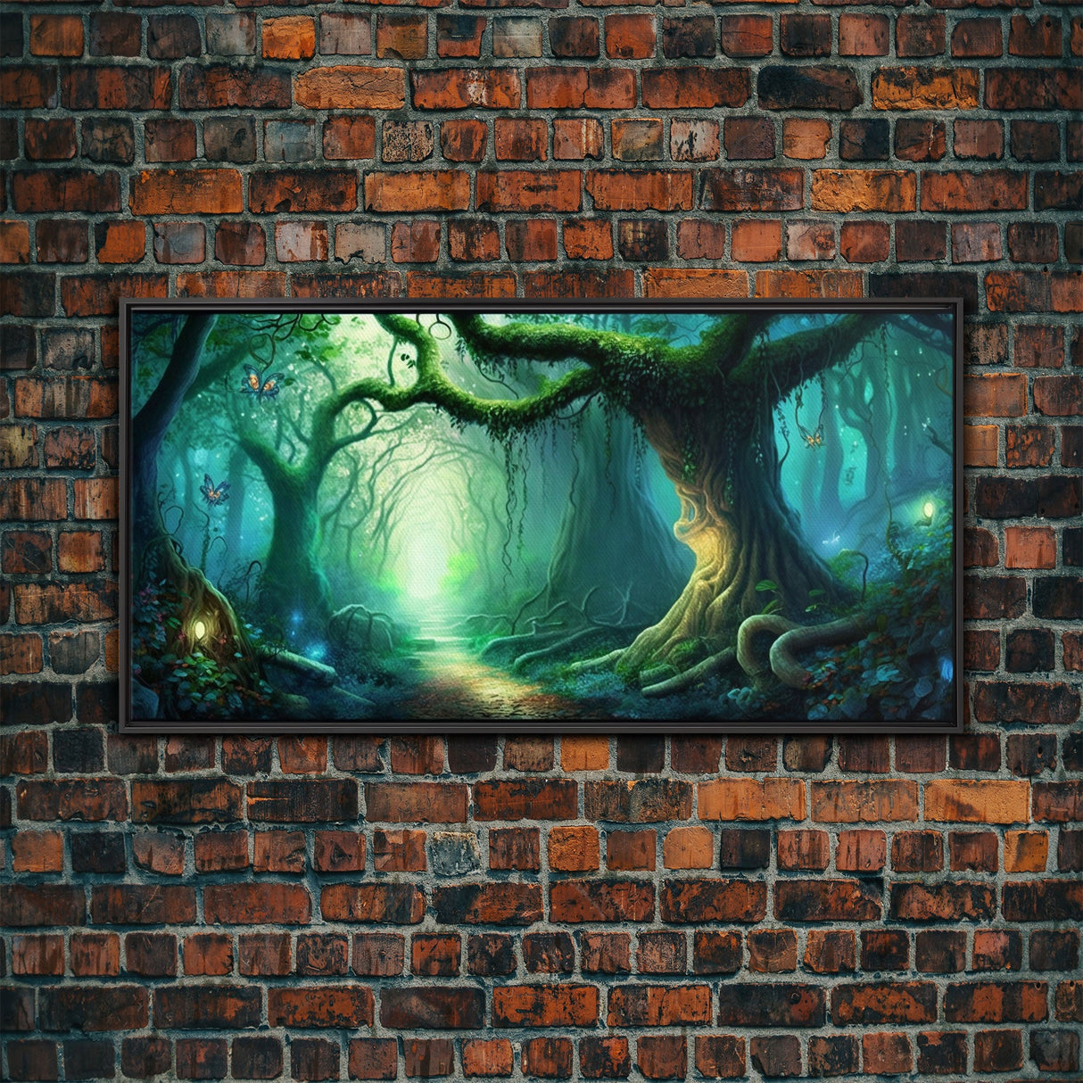 Beautiful magical fairy forest, Framed canvas print, Fantasy forest wall art Enchanted forest, Fantasy Home Decor