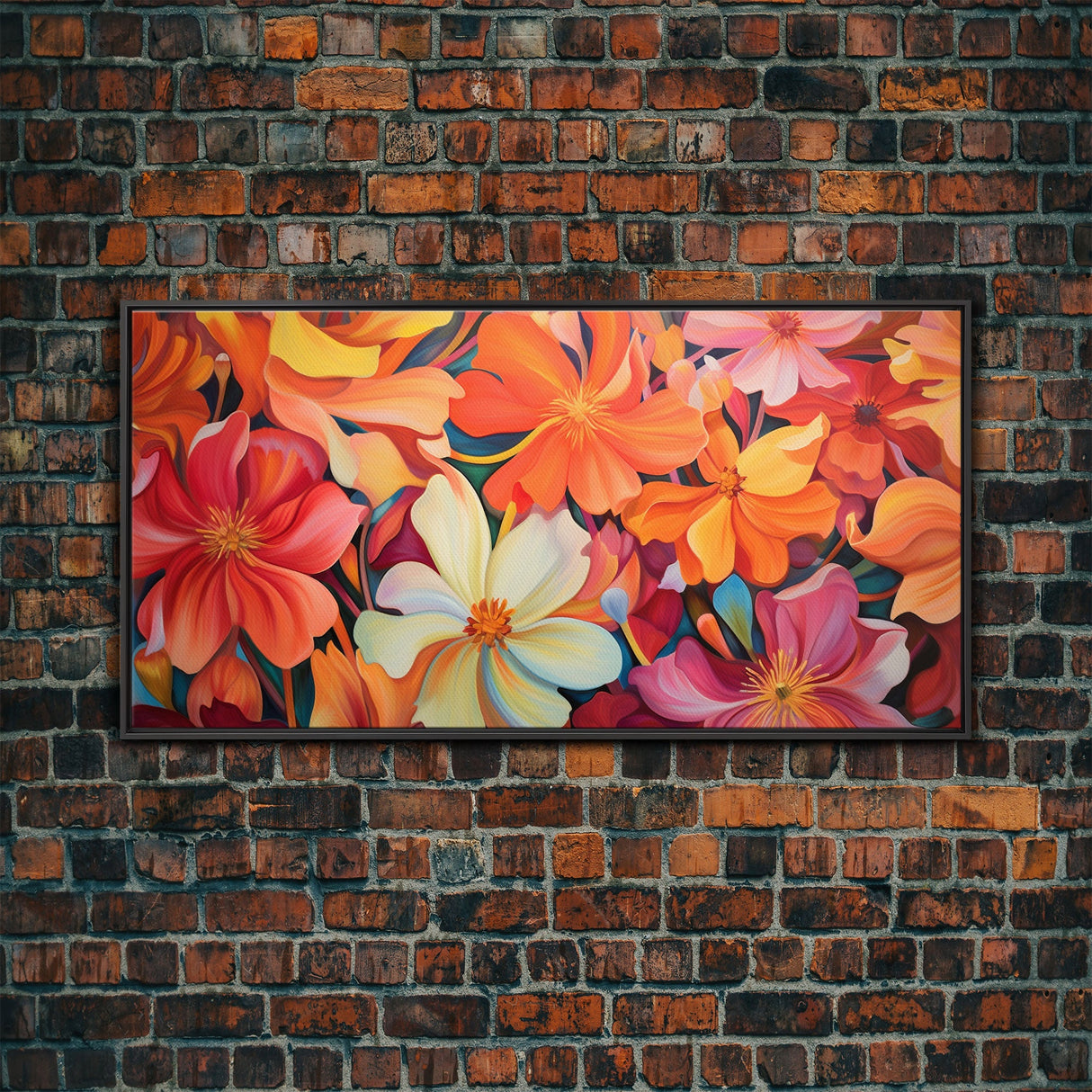Hibiscus Wall Art, Flowers Wall Art, Colorful Fowers, Panoramic Art, Wall Art, Canvas Art, Landscape Art, Gift For Grandma, College Dorm Art