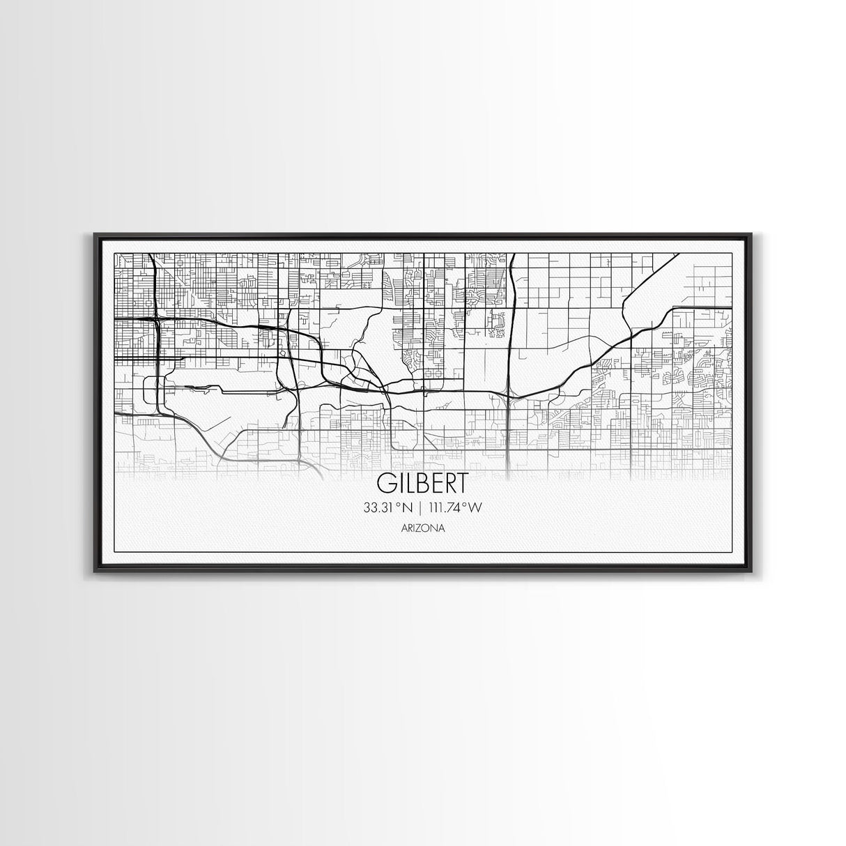 Gilbert City Map, Arizona Map, Map Art, Minimalist Art, Wall Art, Canvas Art, Lake House Décor, Ranch House Décor, Dorm Wall Décor, Home Art
